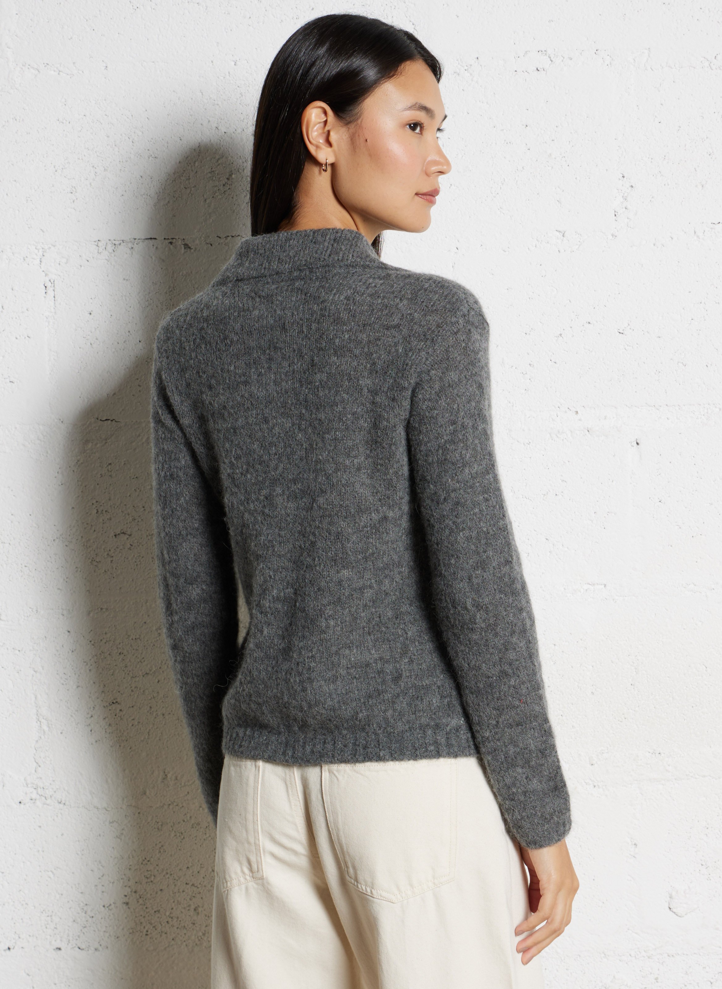 Straight wool-blend cardigan DES PETITS HAUTS Grey