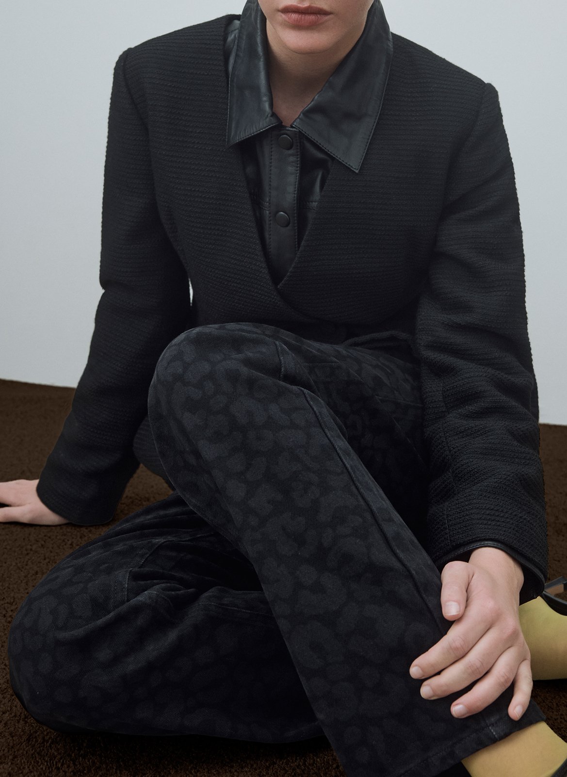 Jean droit en coton mélangé imprimé VILA Noir