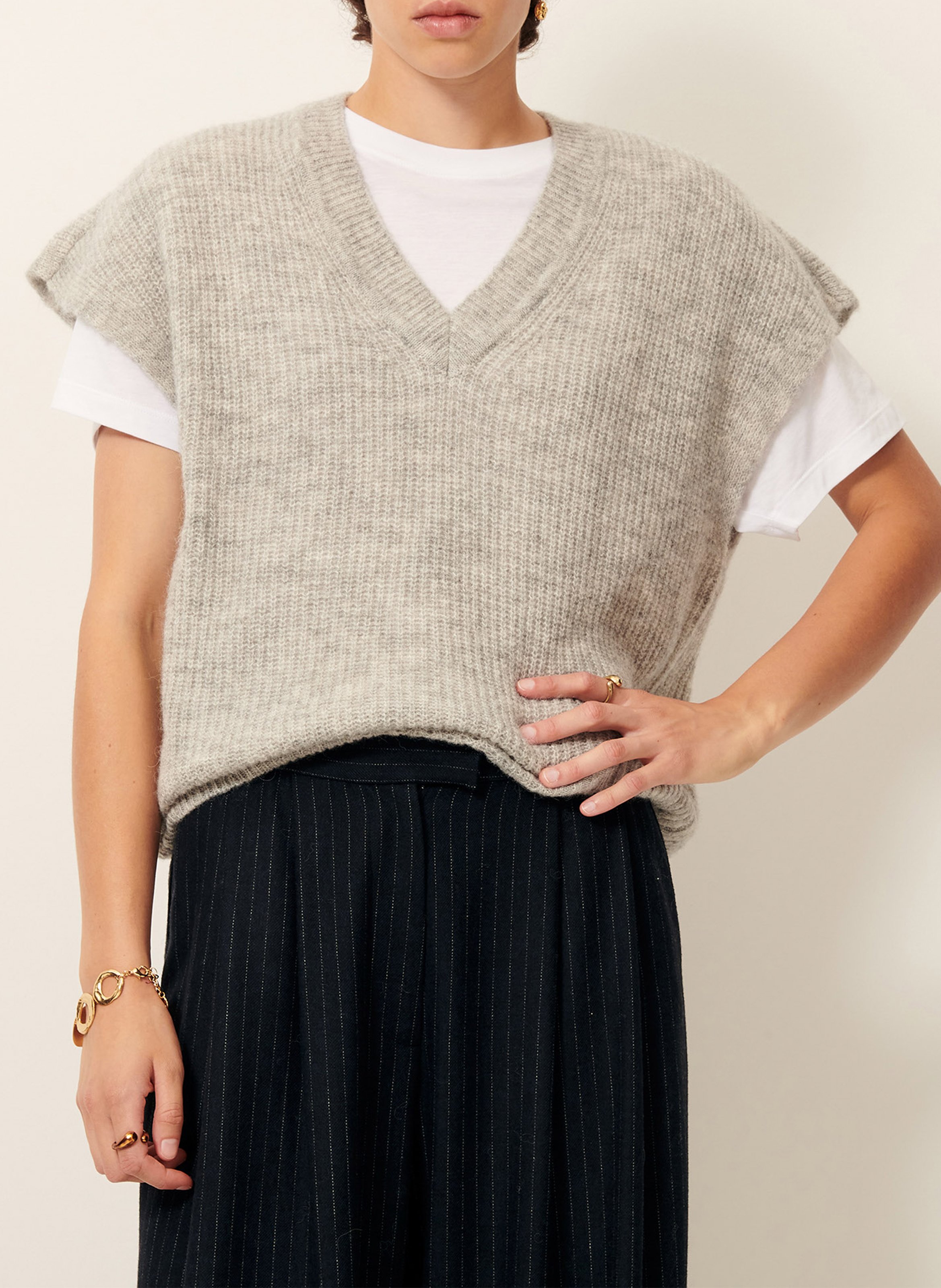 Pull oversize en alpaga mélangé SESSUN Gris