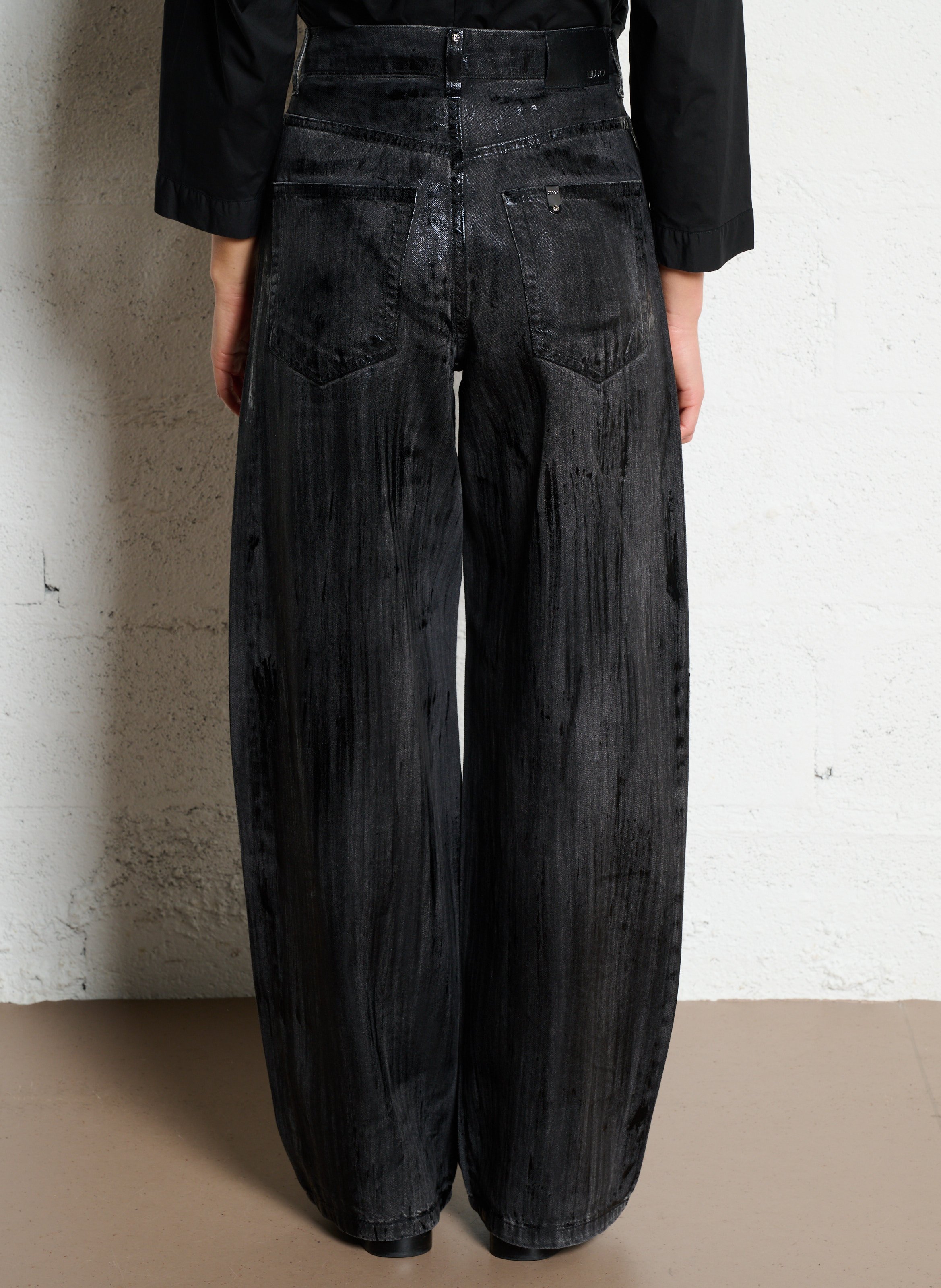 Jean large taille haute à détails LIU JO Noir