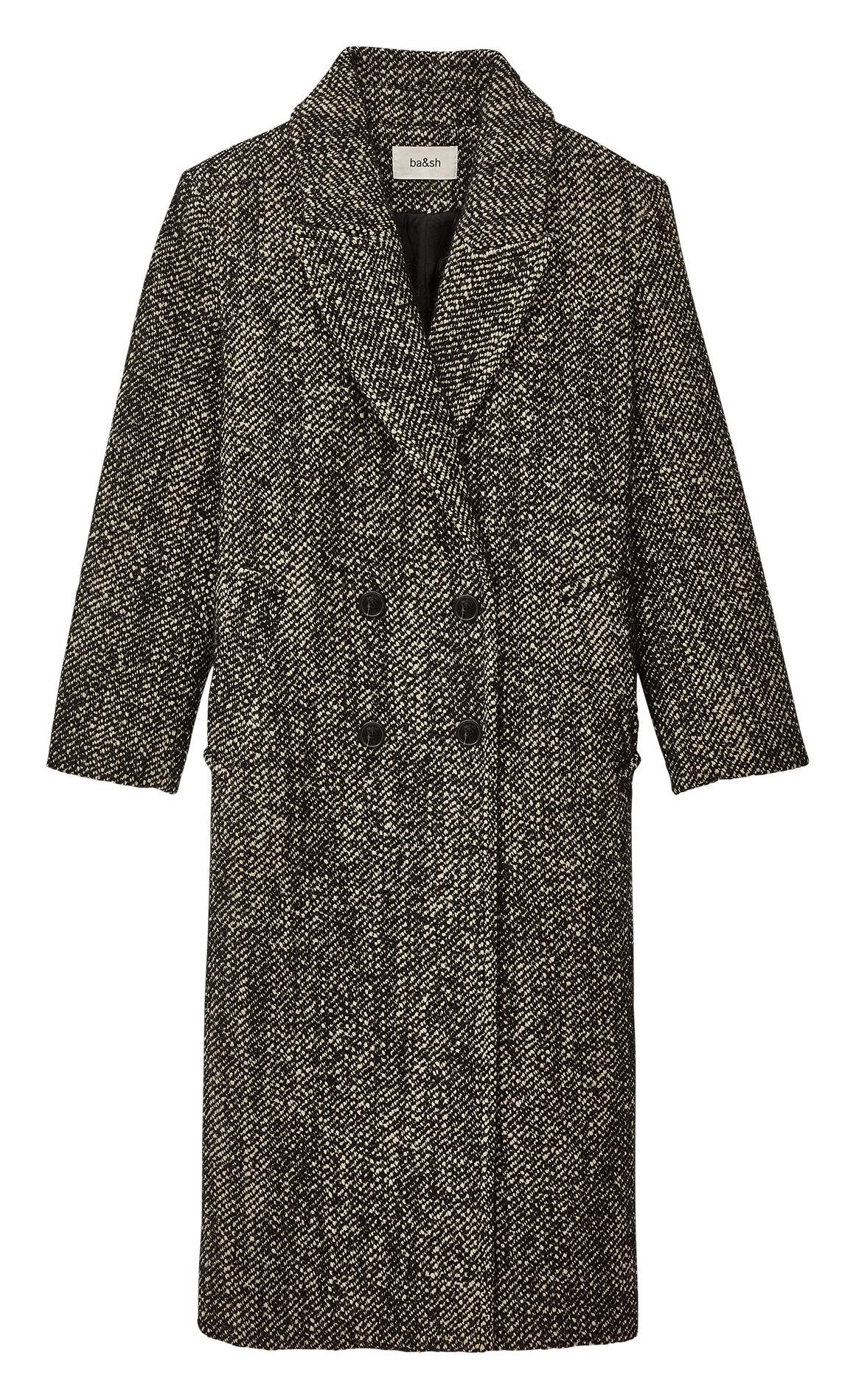 Manteau long en maille bicolore BA&SH Noir