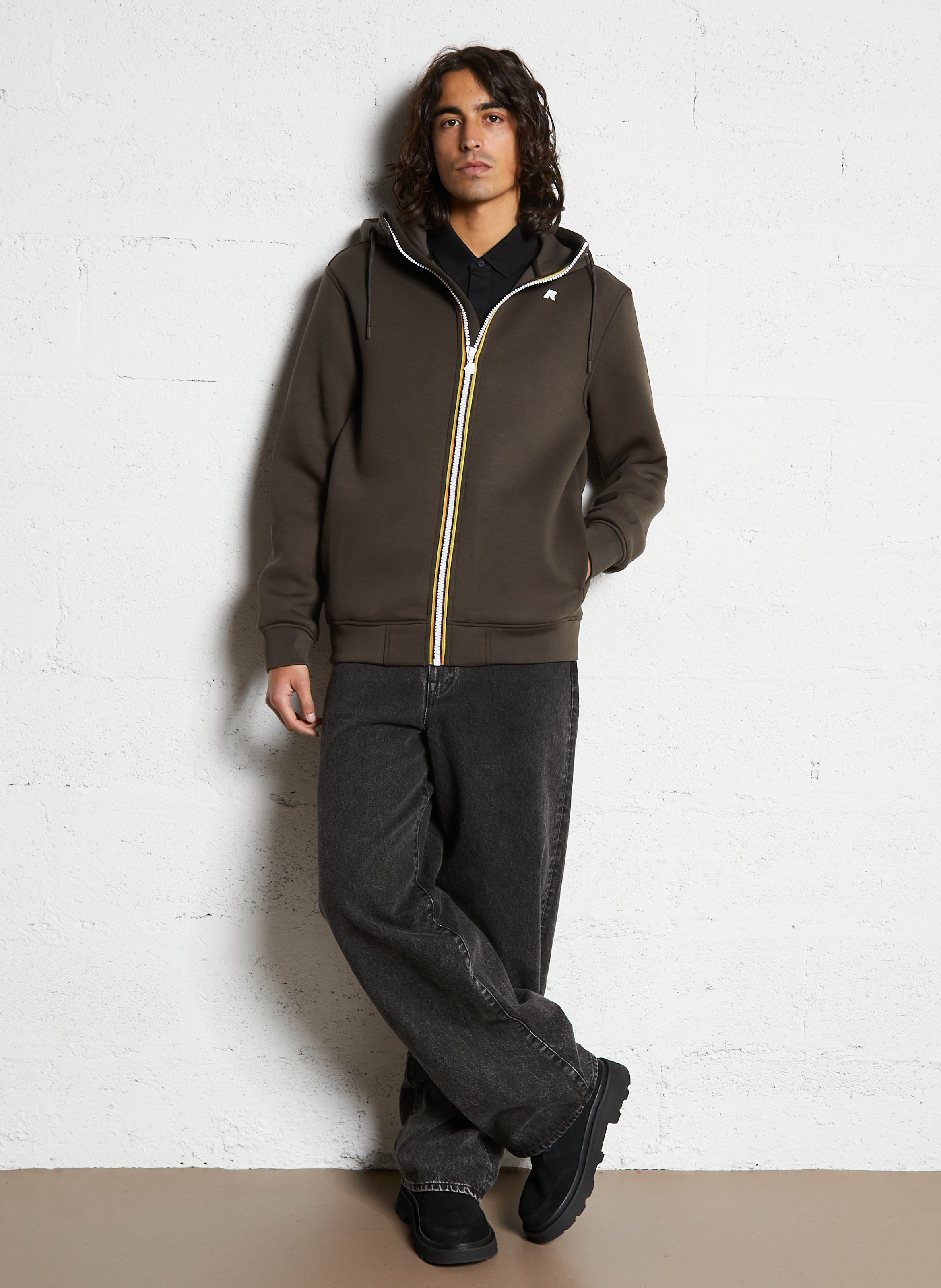 Sweat ample zippé à capuche K-WAY Kaki