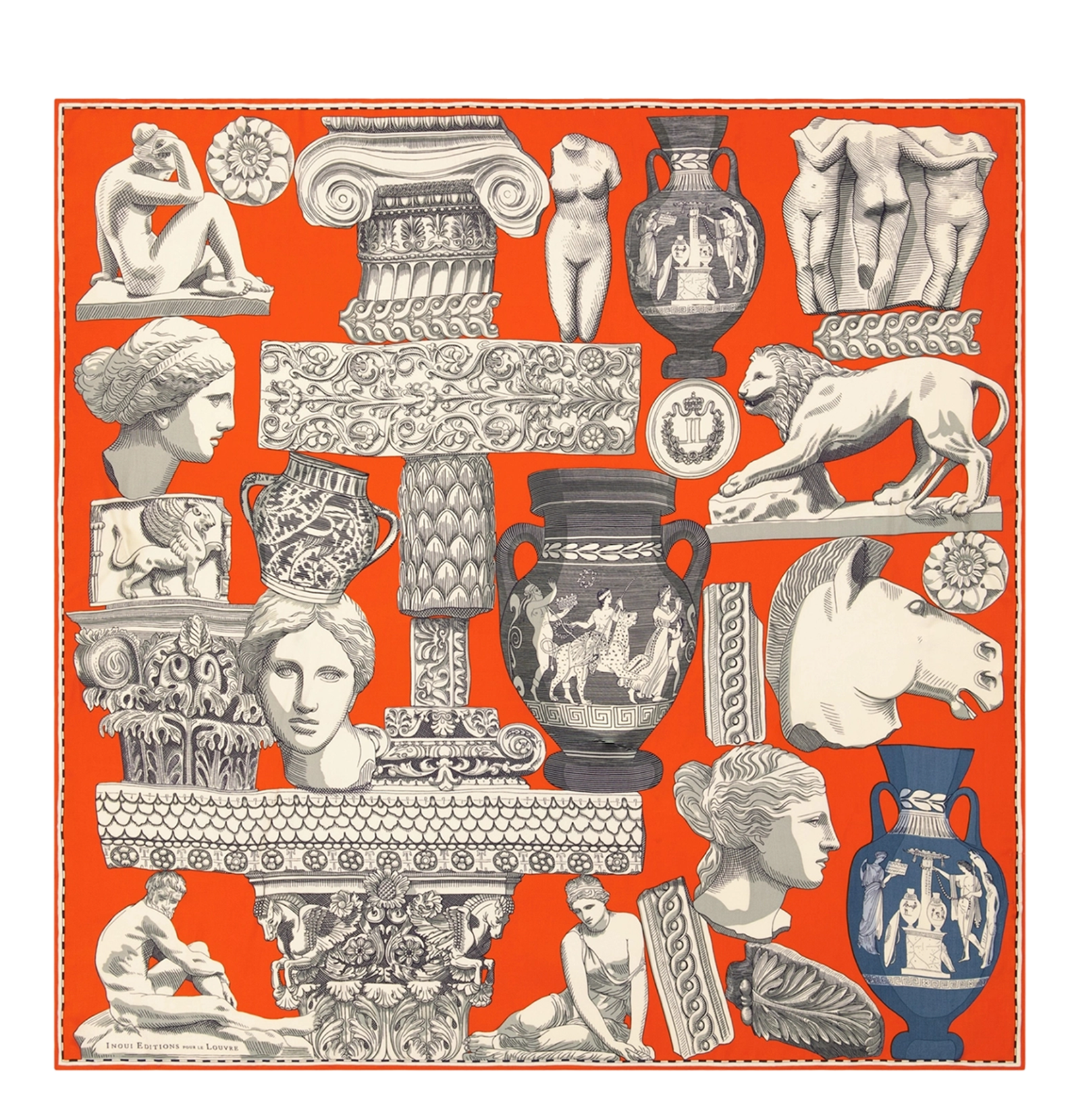 Foulard en soie mélangée imprimé INOUI EDITIONS Orange