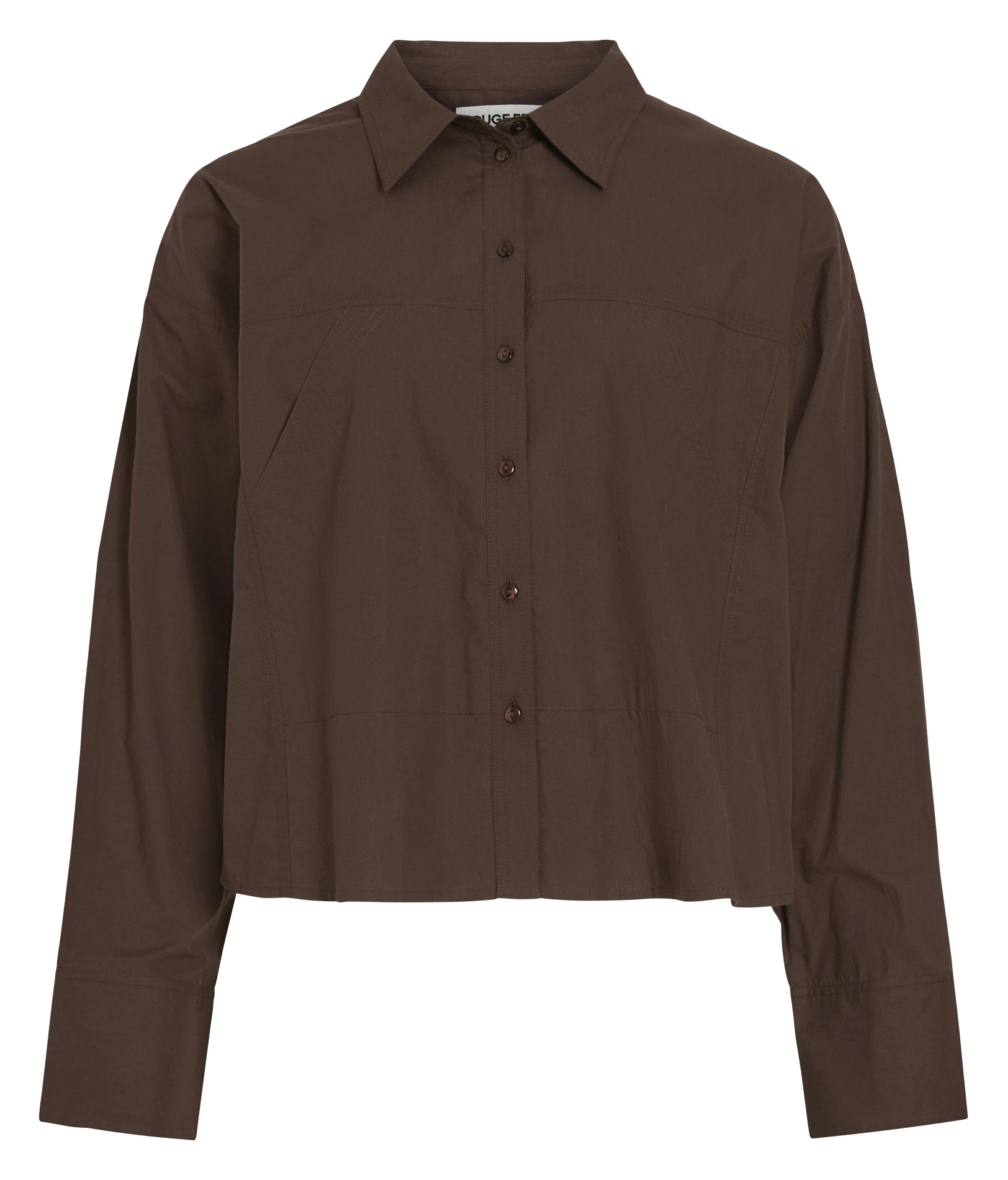 Straight-cut organic cotton shirt with classic collar ROUGE EDIT Brown