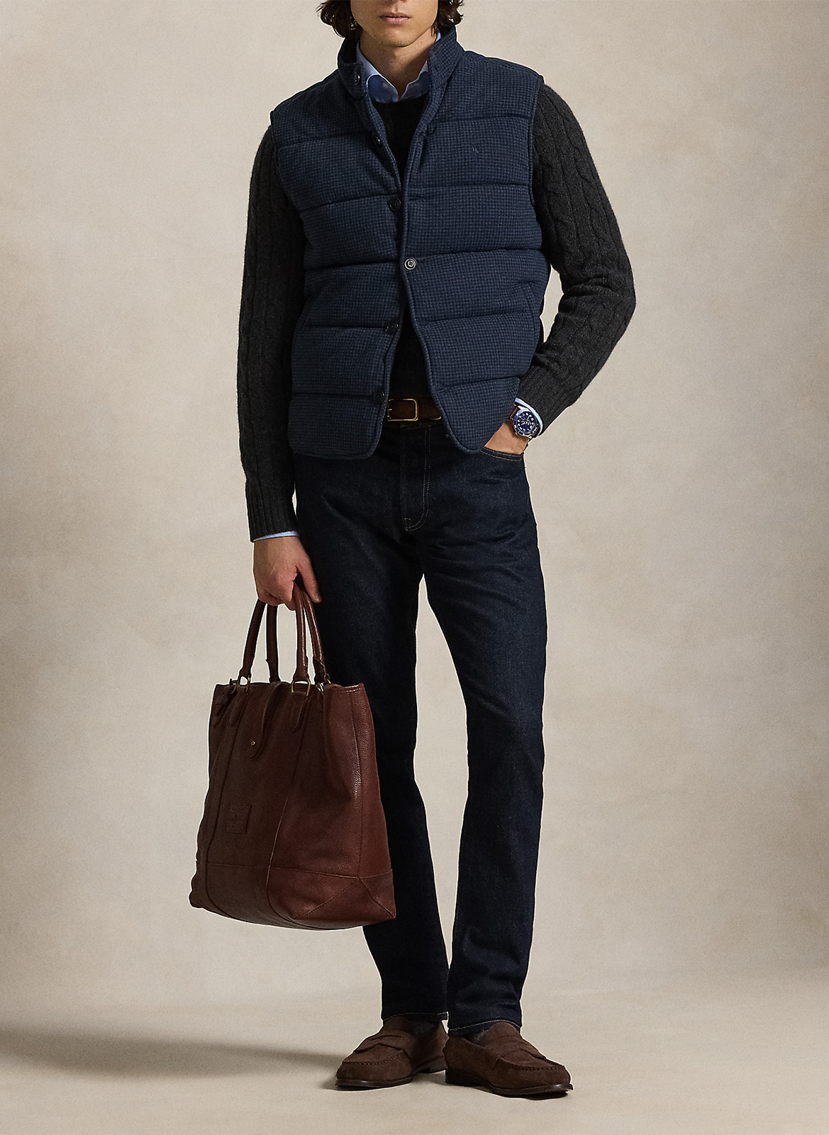 Doudoune sans manches en coton POLO RALPH LAUREN Bleu