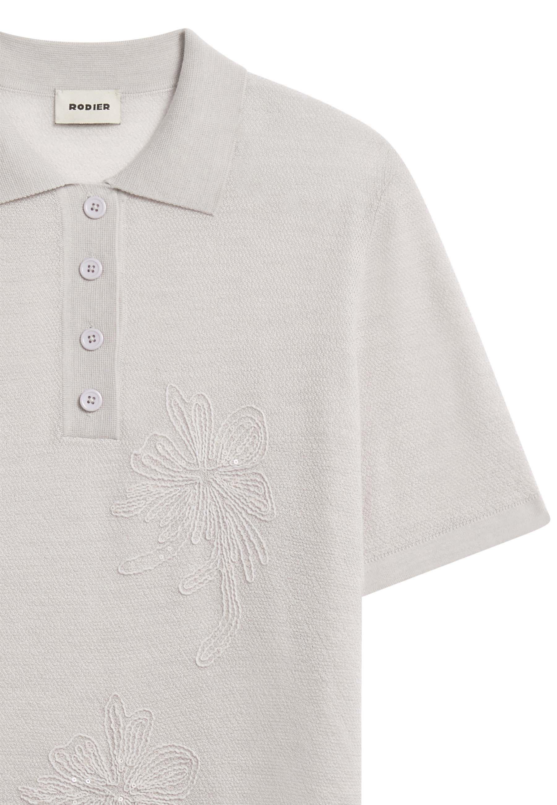 Short sleeve embroidered merino wool polo RODIER White