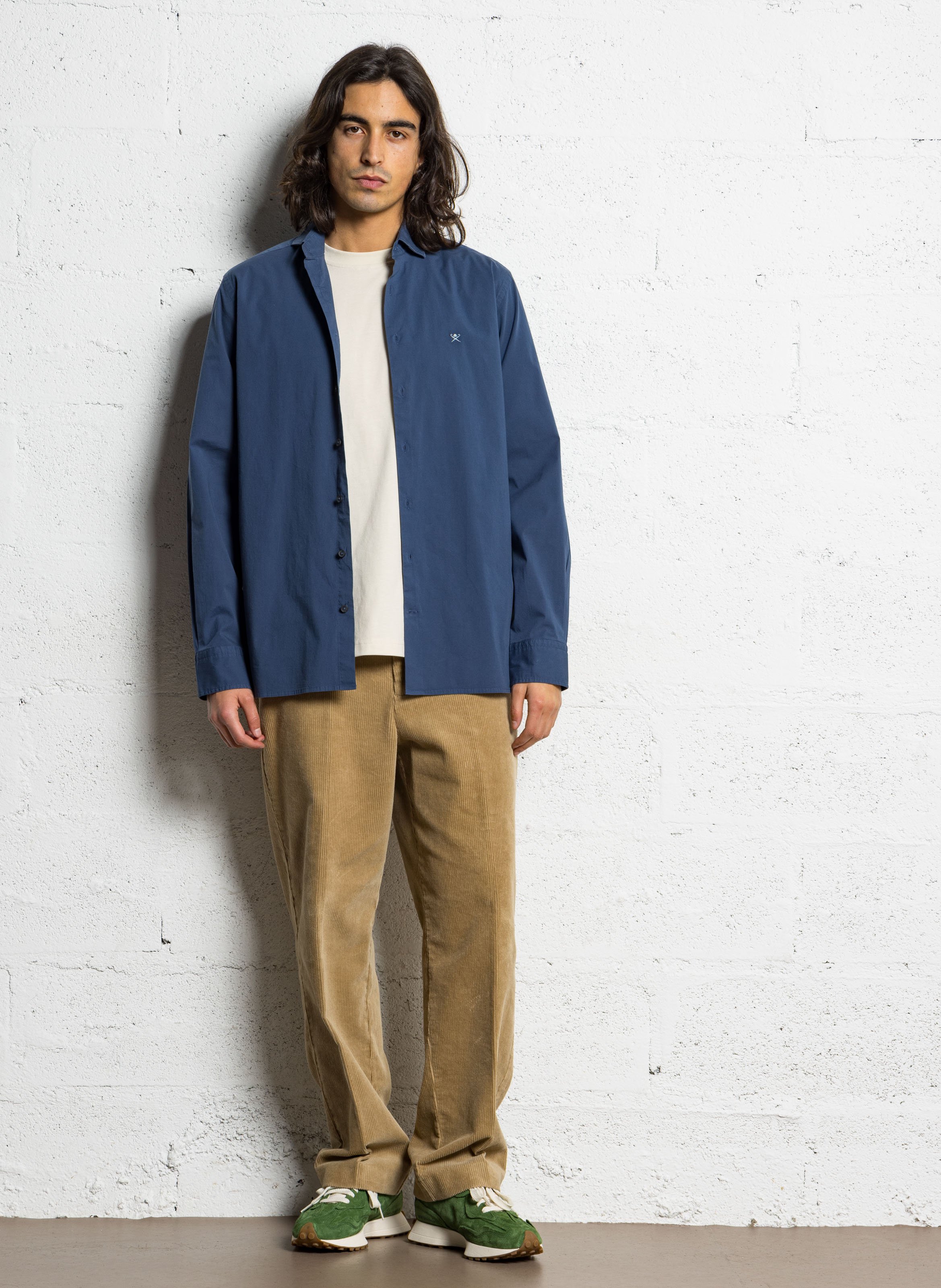 Chemise col classique en coton mélangé HACKETT Bleu