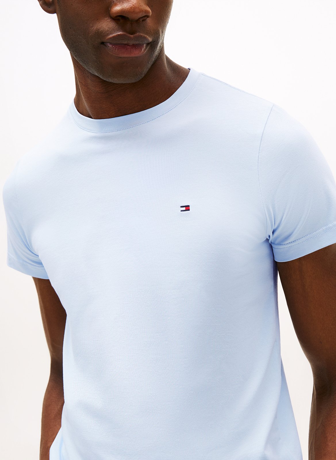 Slim-fit round-neck organic cotton T-shirt TOMMY HILFIGER Blue