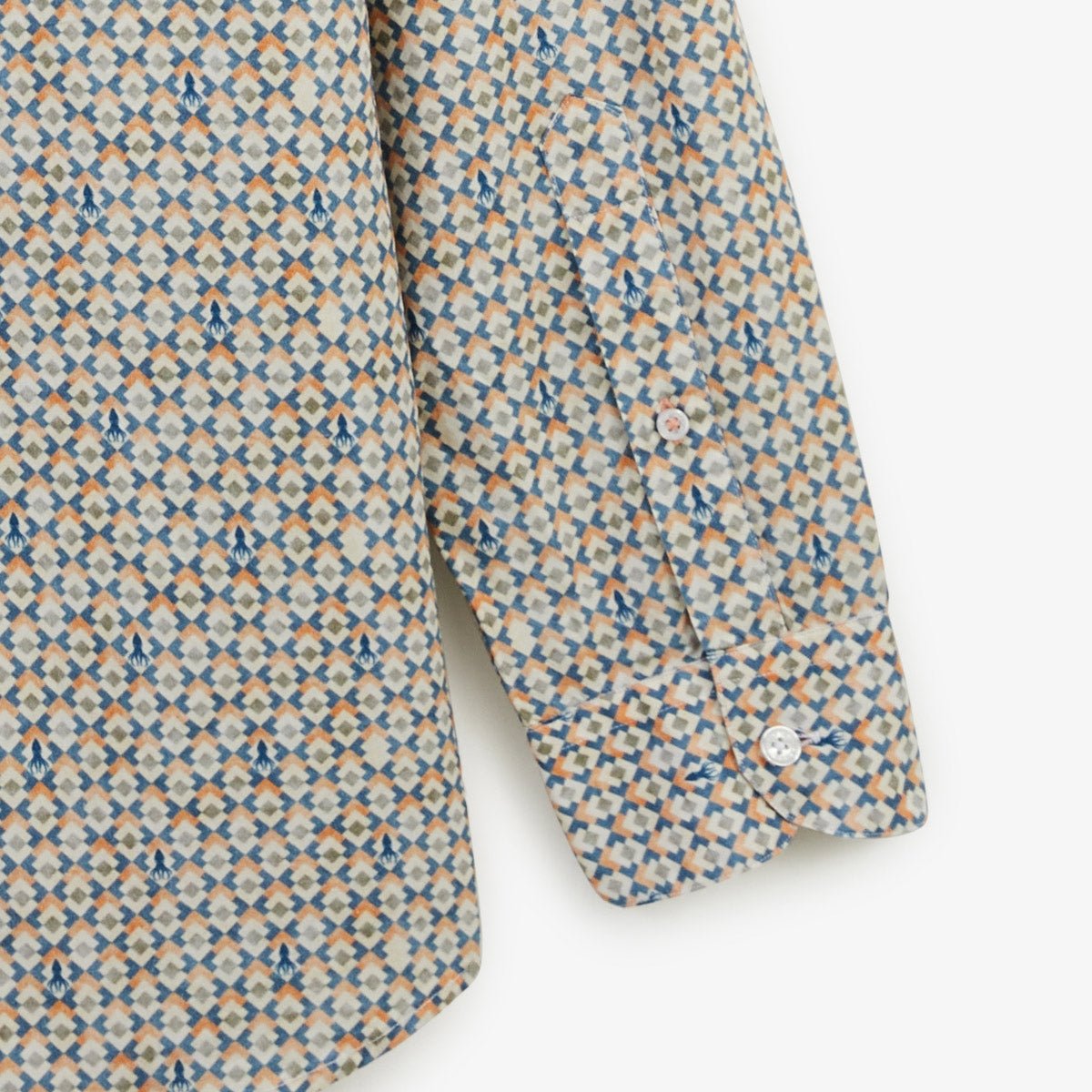 <p>Long-sleeved cotton shirt with diamond and octopus pattern</p> SERGE BLANCO Green