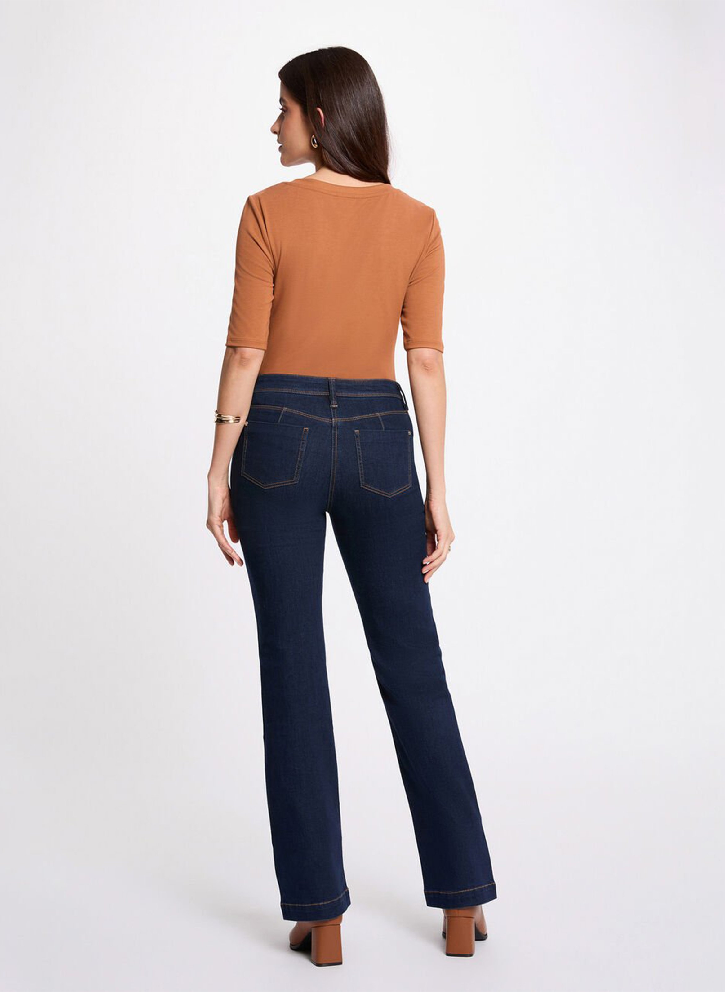 Fitted plain boat neck t-shirt MORGAN Brown