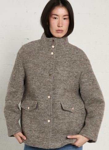 Jack & Jones - Veste courte en laine mélangée avec poches - Moka Jack & Jones - Veste courte en laine mélangée avec poches - Moka