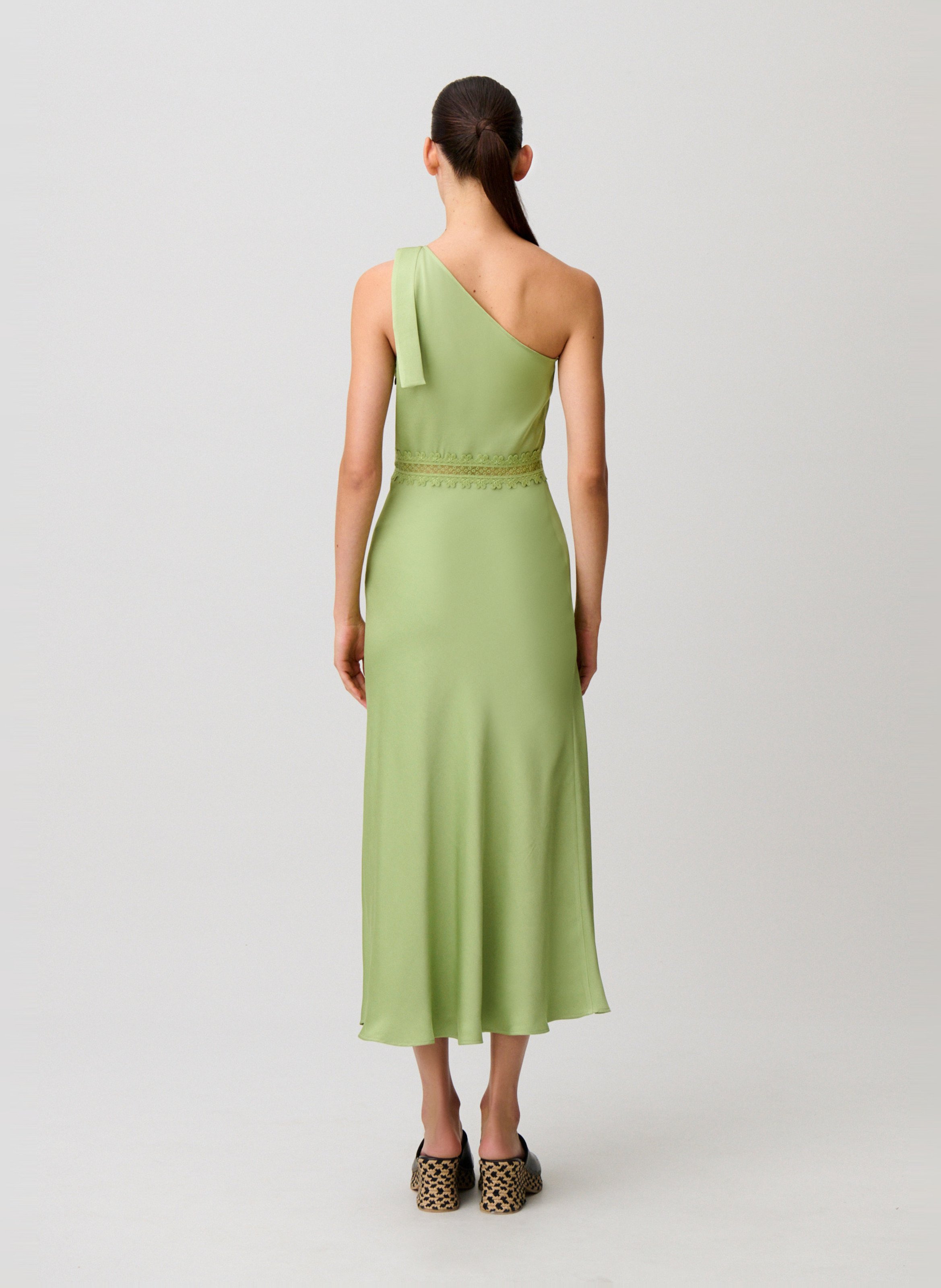 Robe longue à col asymétrique unie CLAUDIE PIERLOT Vert