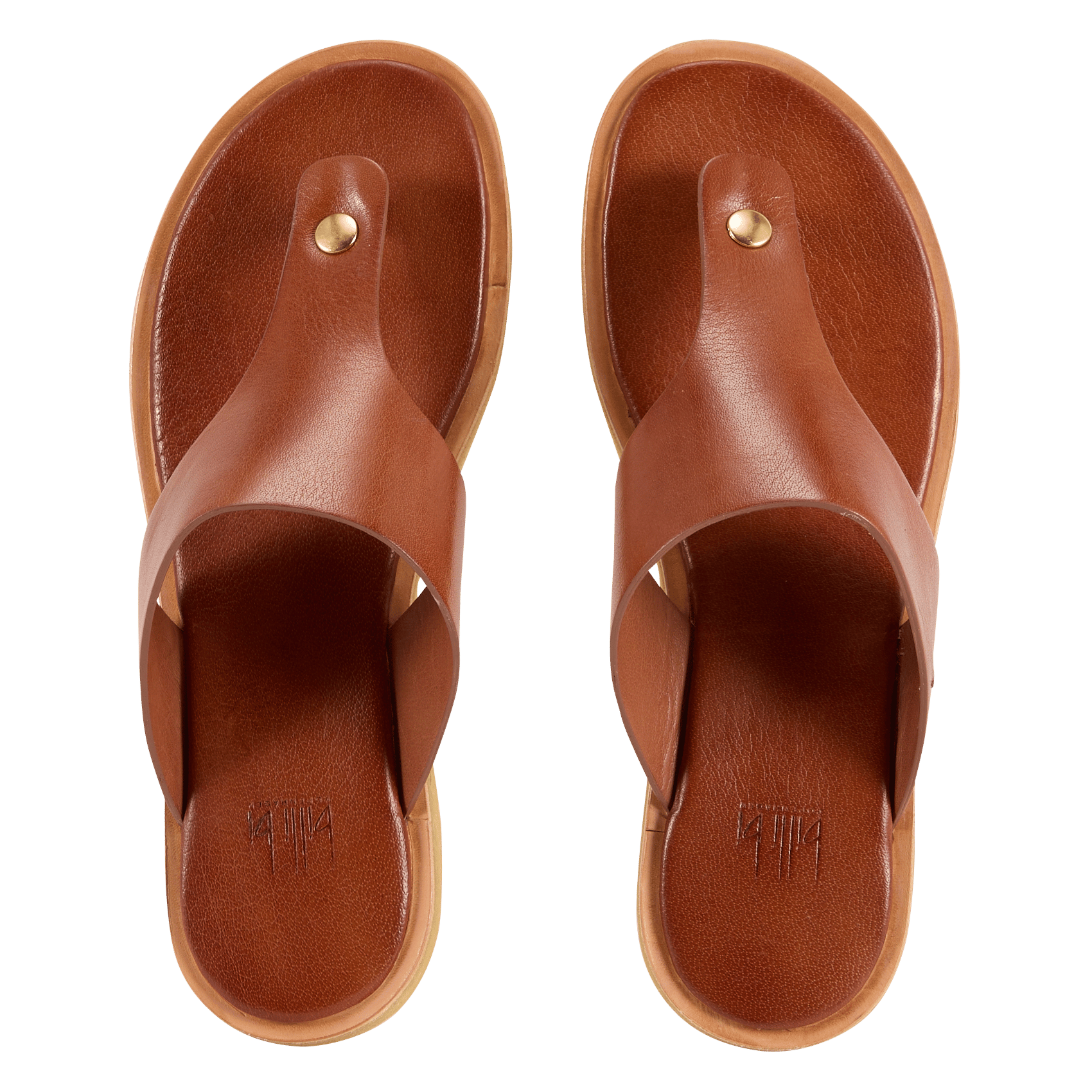 Flache Ledersandalen in Uni-Farben BILLI BI Braun