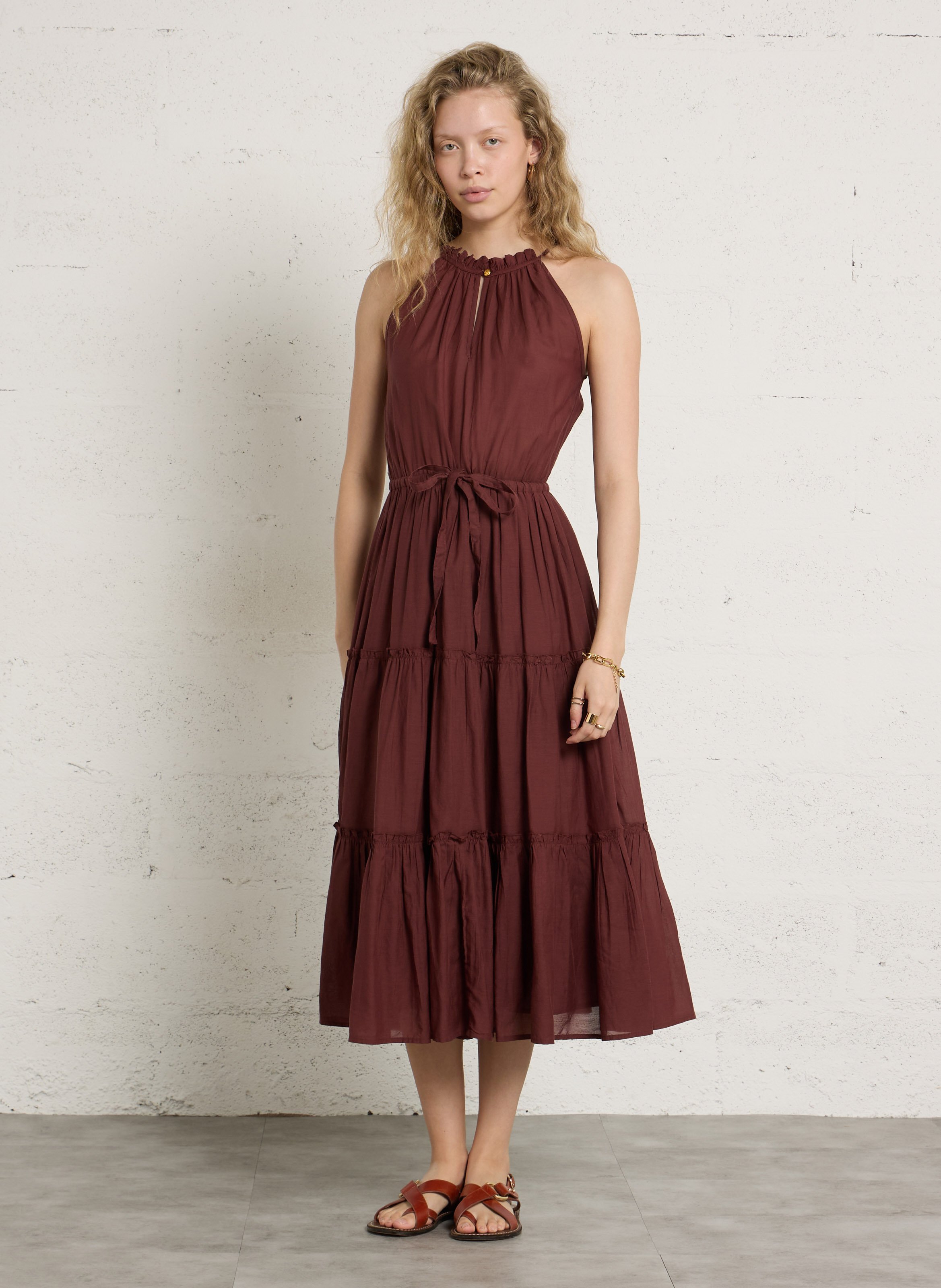 Robe longue à volants PETITE MENDIGOTE Marron