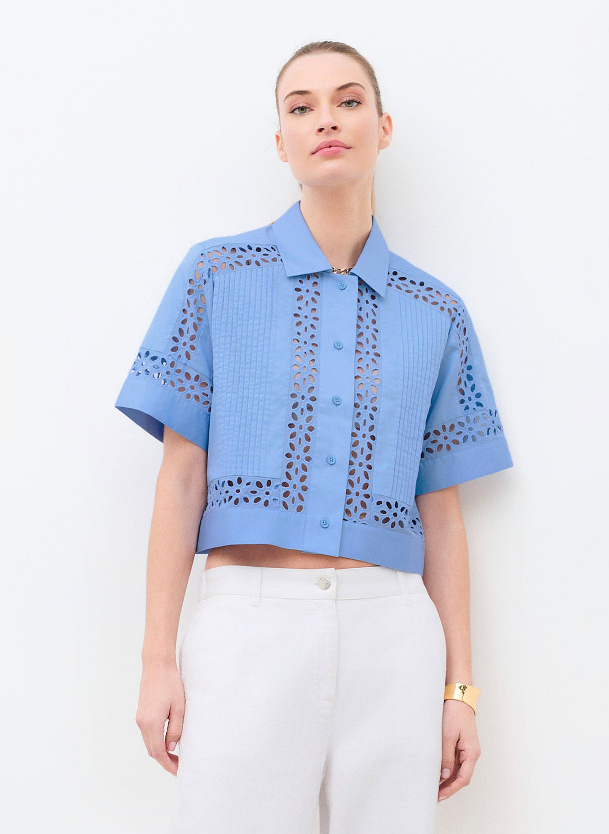 Chemise col classique en coton CAROLL Bleu