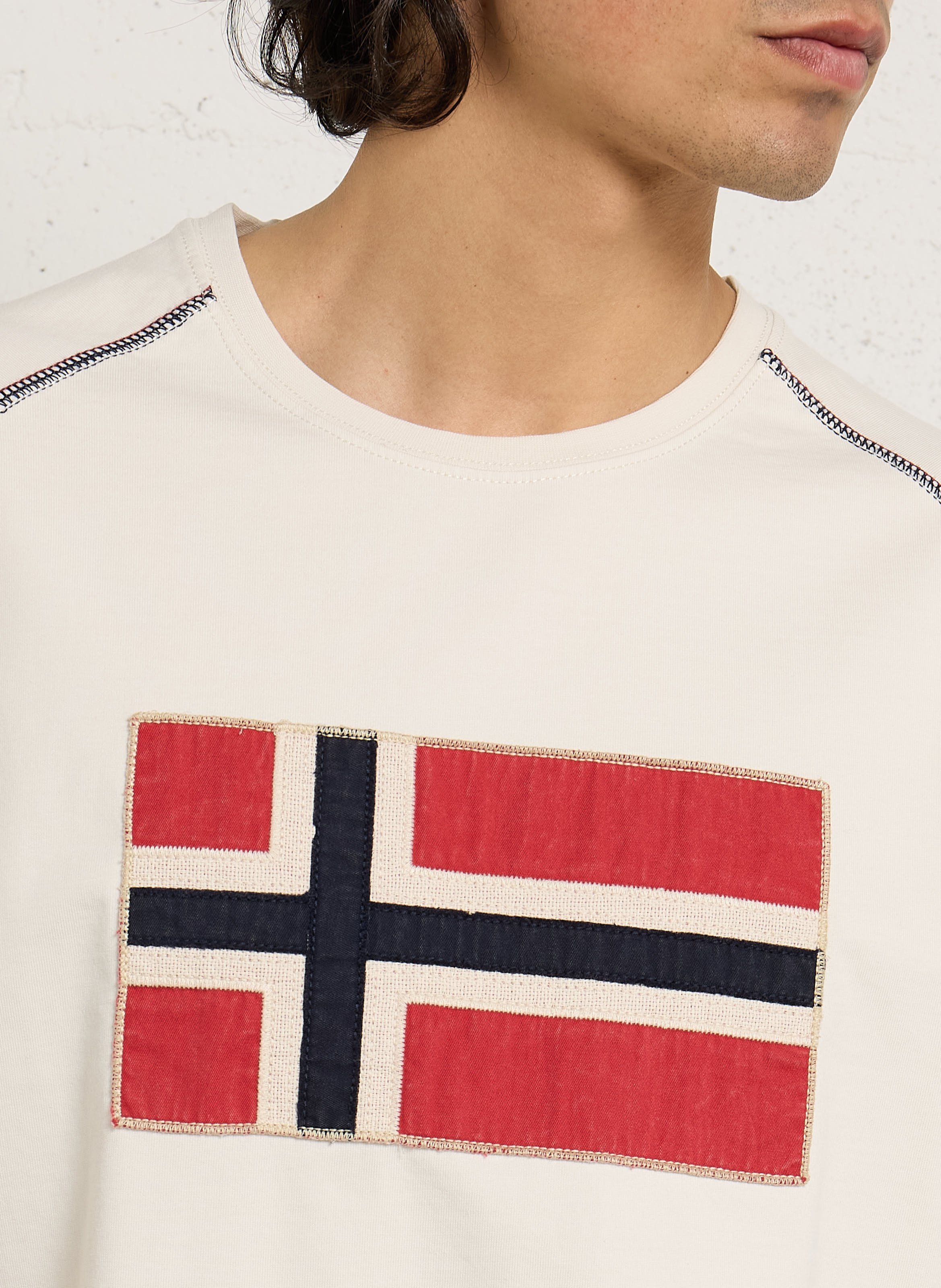 Gerade geschnittenes T-Shirt aus Baumwolle mit Stickerei NAPAPIJRI Weiss