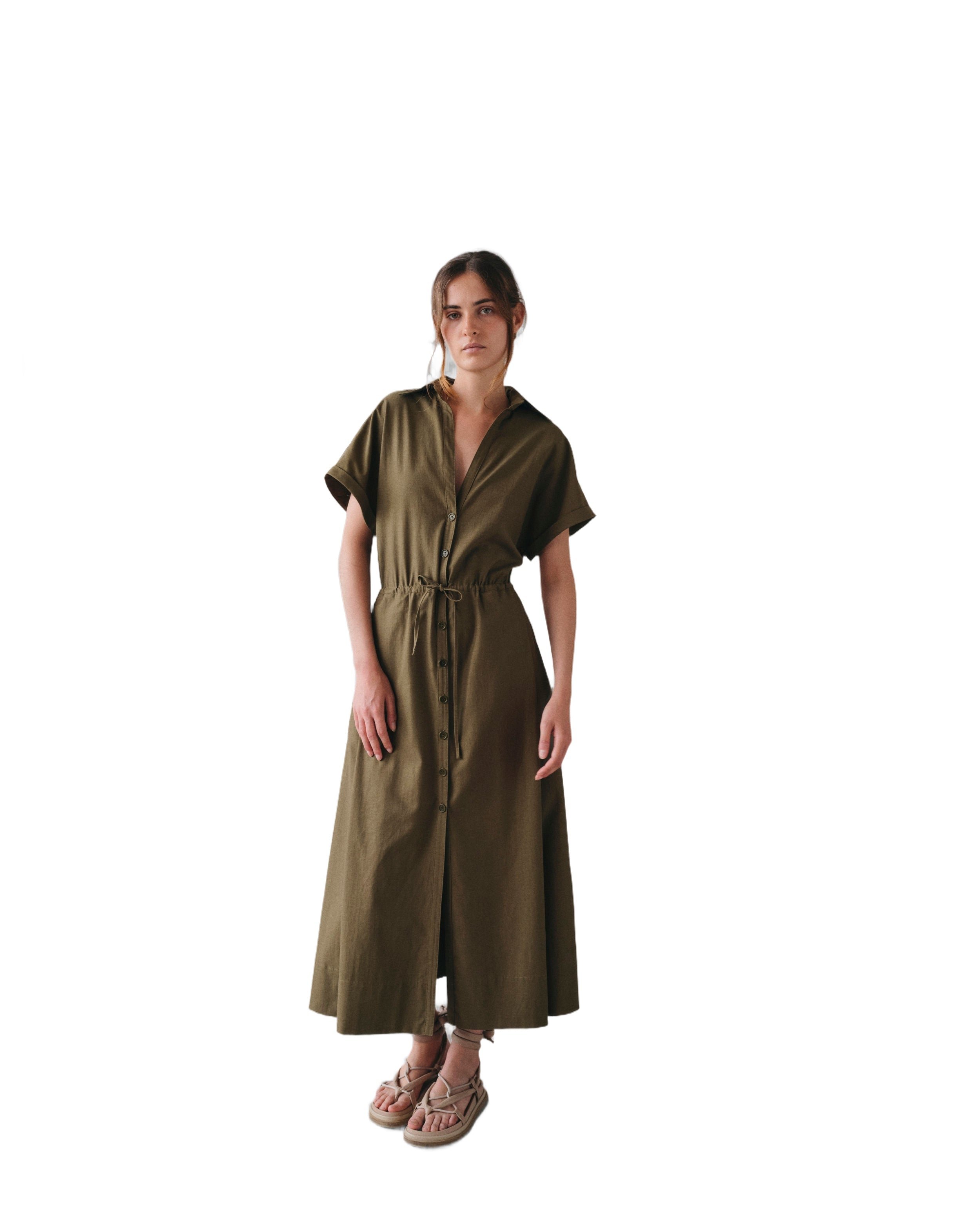 BRYNE KHAKI shirt dress Green