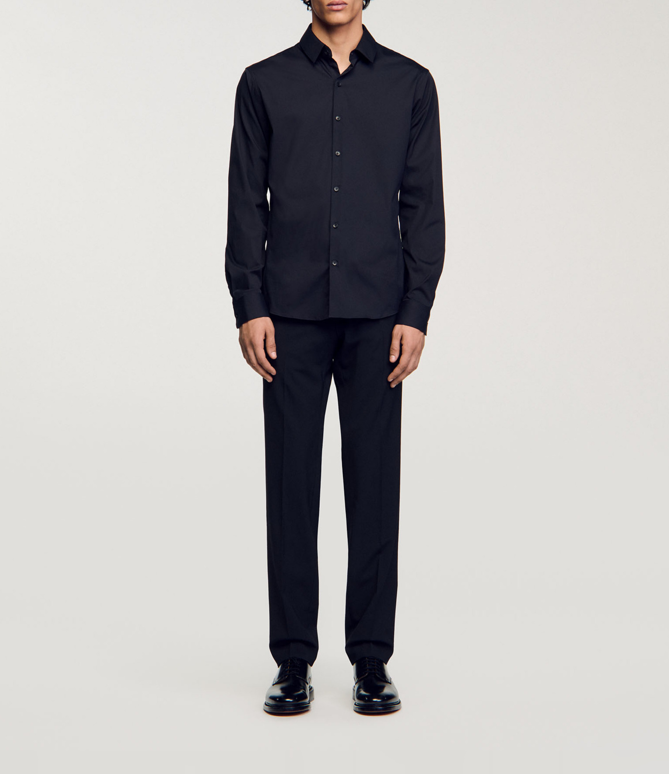 Slim-fit overhemd van stretchkatoen SANDRO Zwart