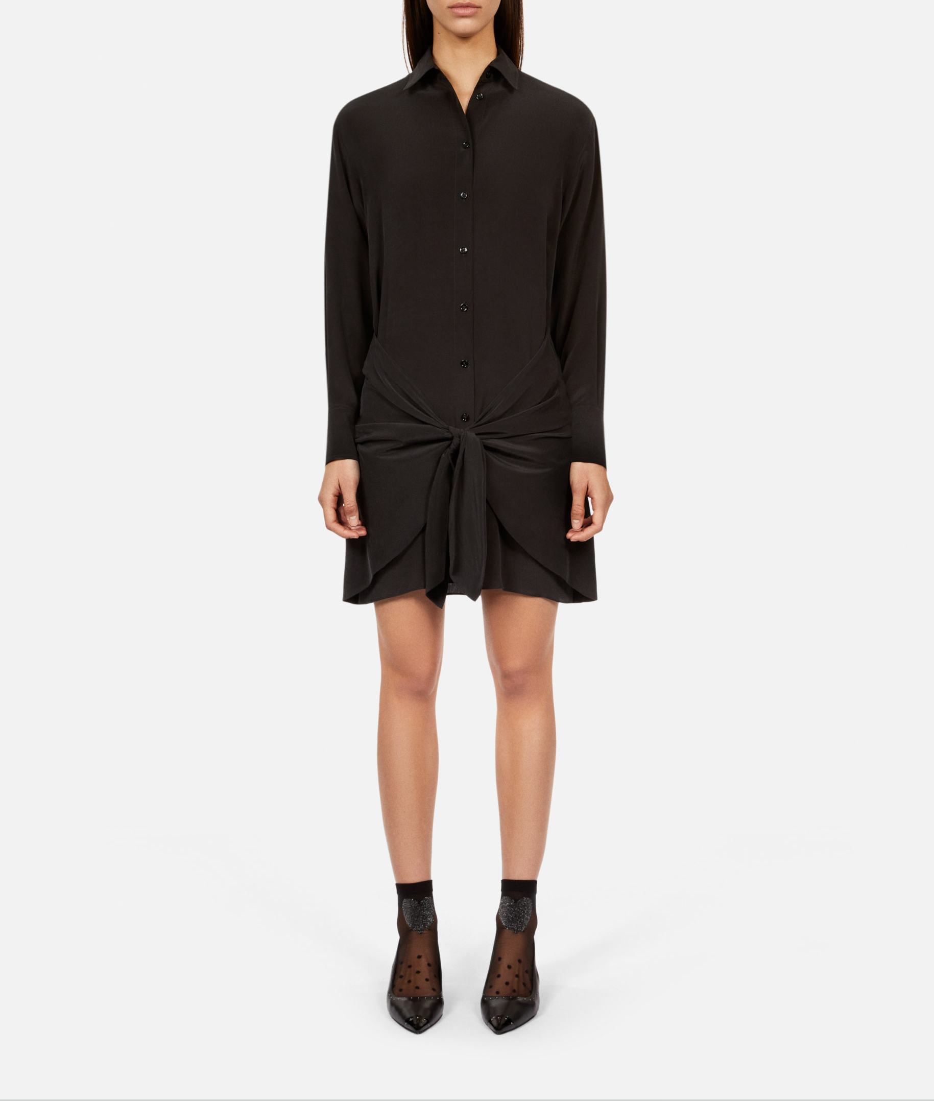 Kurzes Hemdkleid mit Seidenschleife THE KOOPLES Schwarz