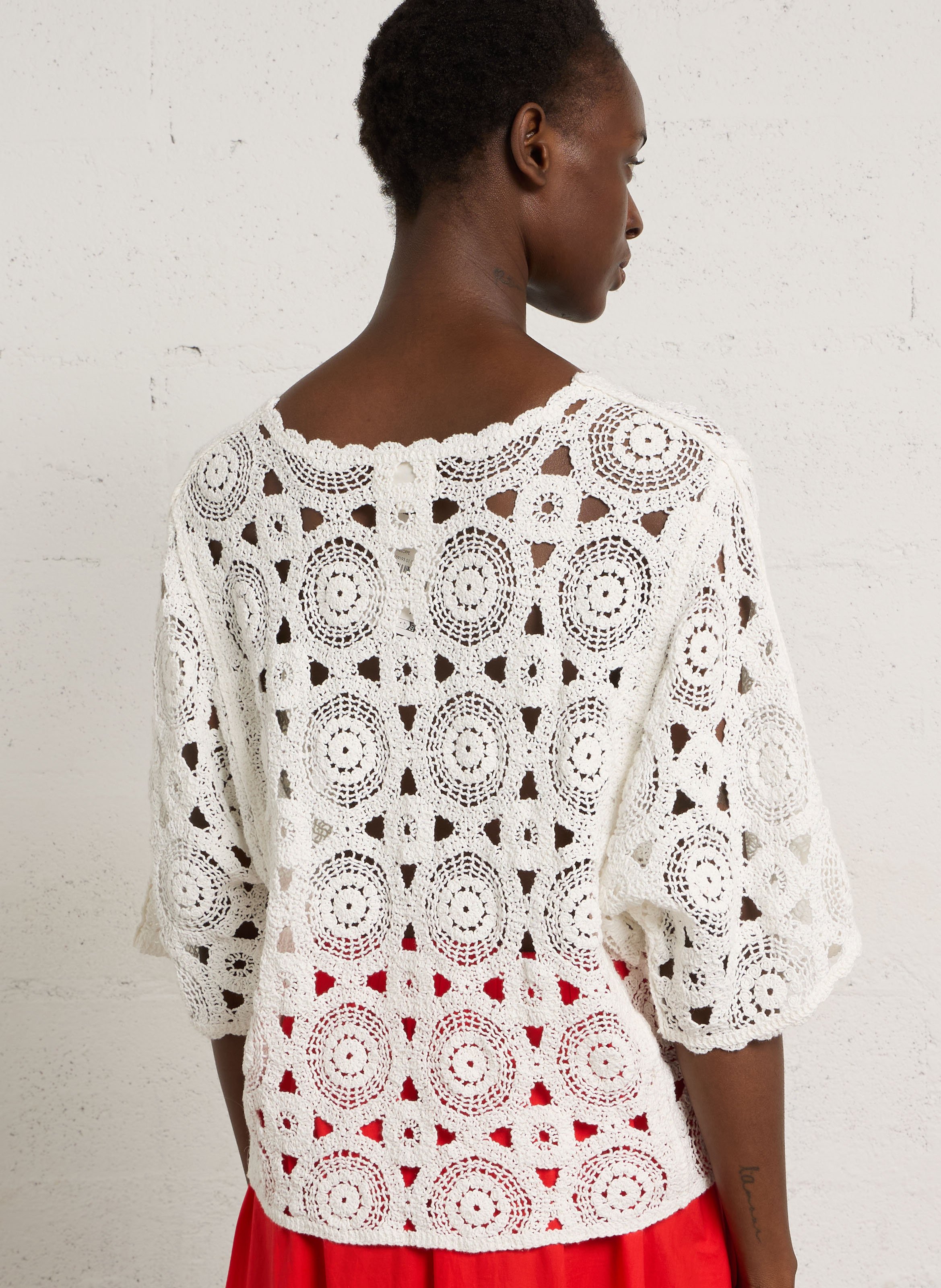 Pull droit col rond en coton  MAISON 123 Blanc