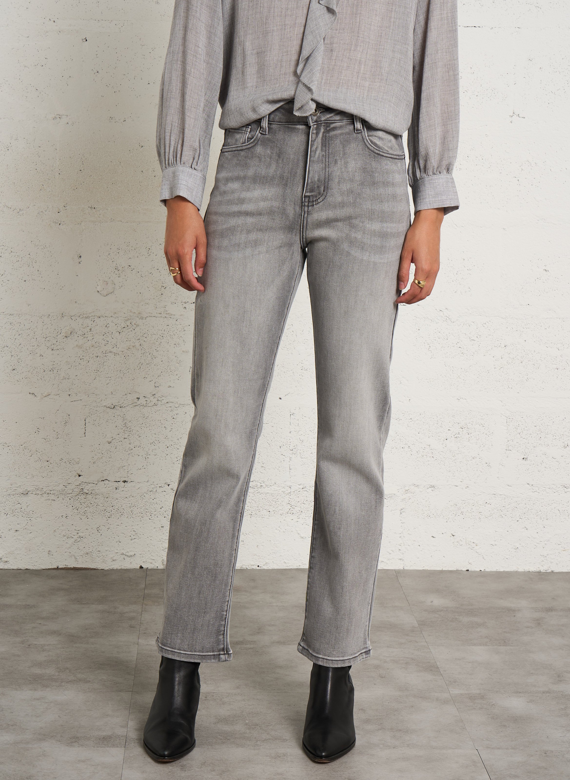 High-rise straight jeans PLEASE Grey