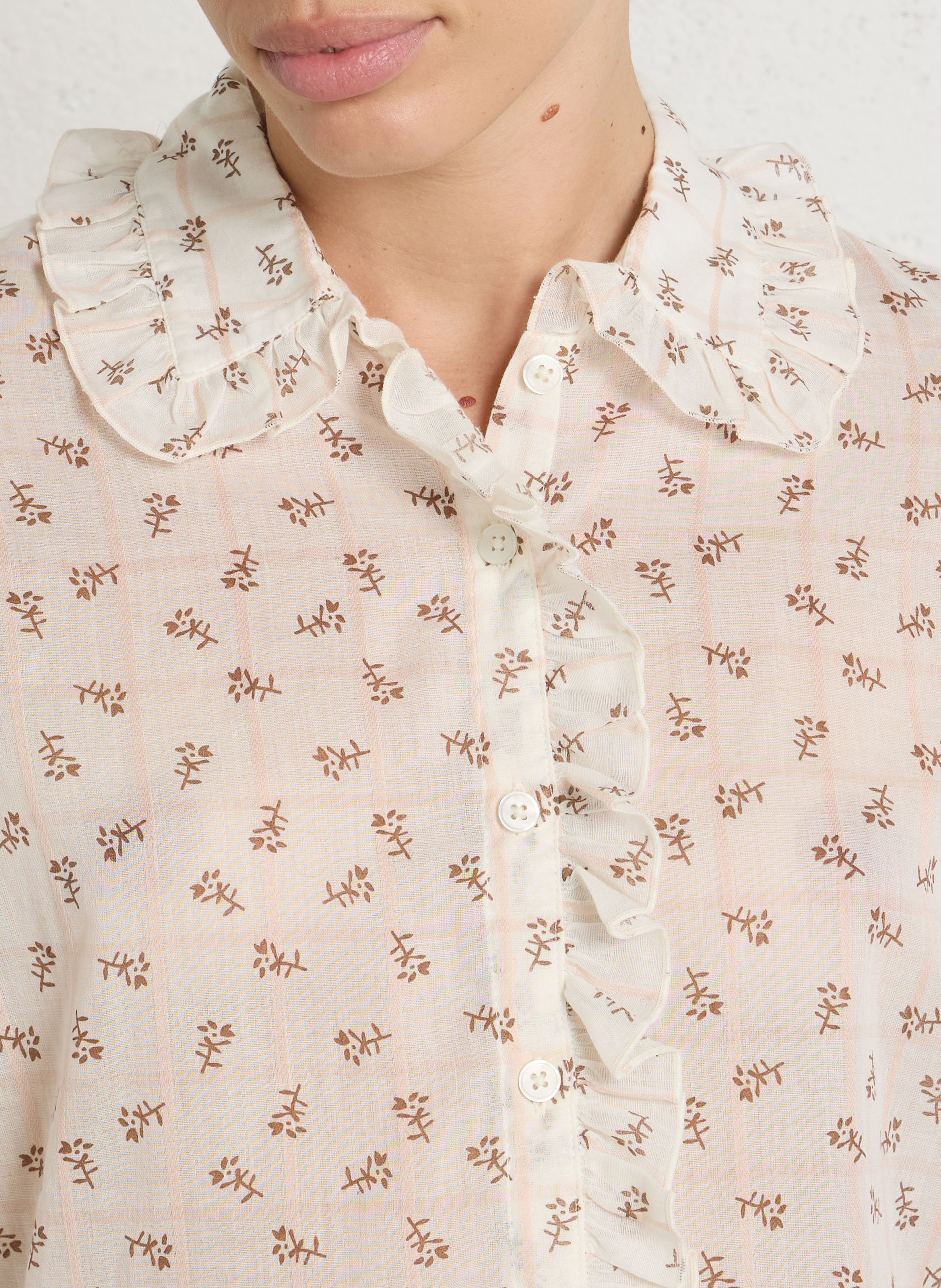 Katoenen blouse met klassieke kraag DES PETITS HAUTS Veelkleurig