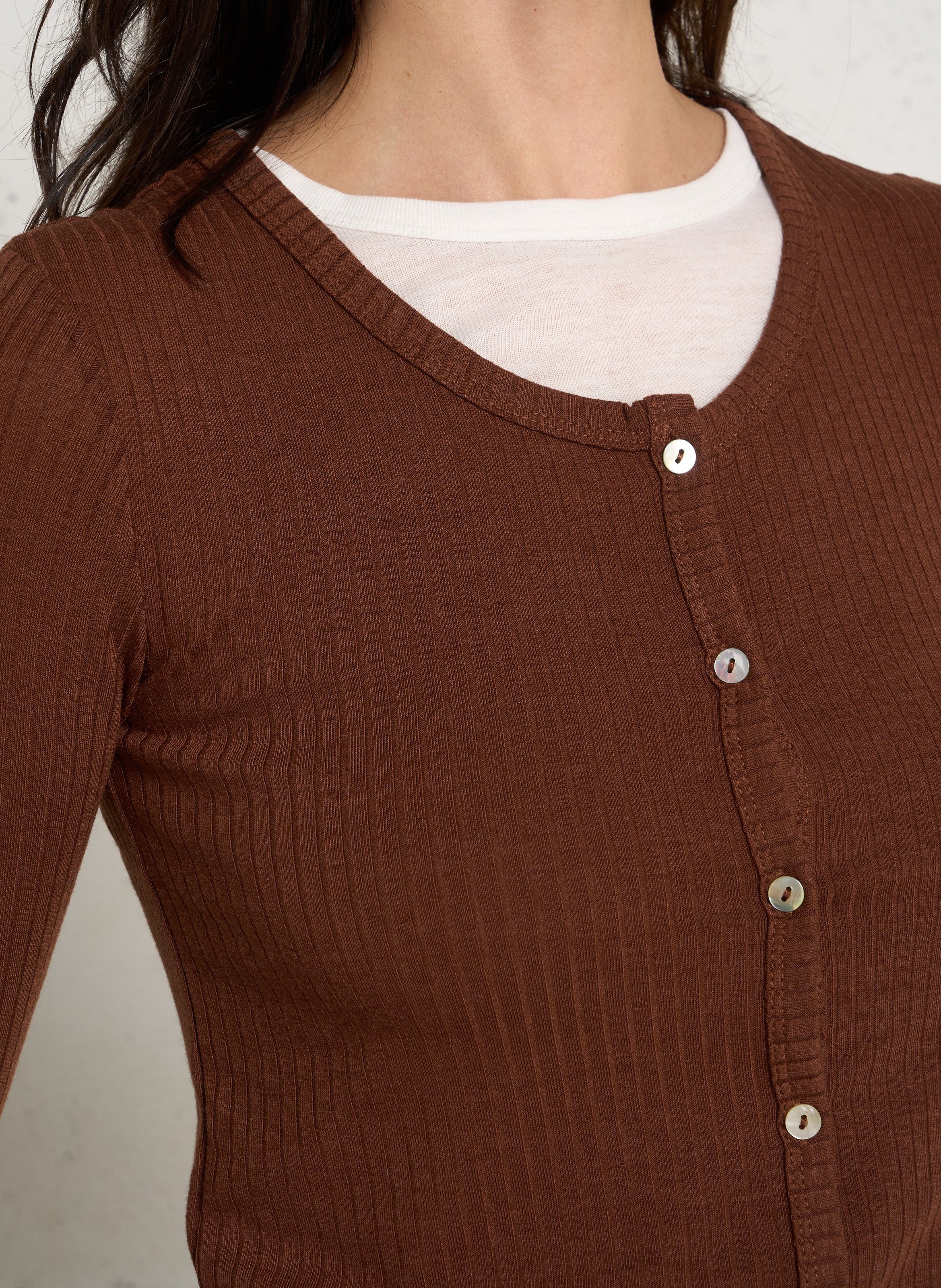 Gilet double encolure à manches longues HOD PARIS Marron