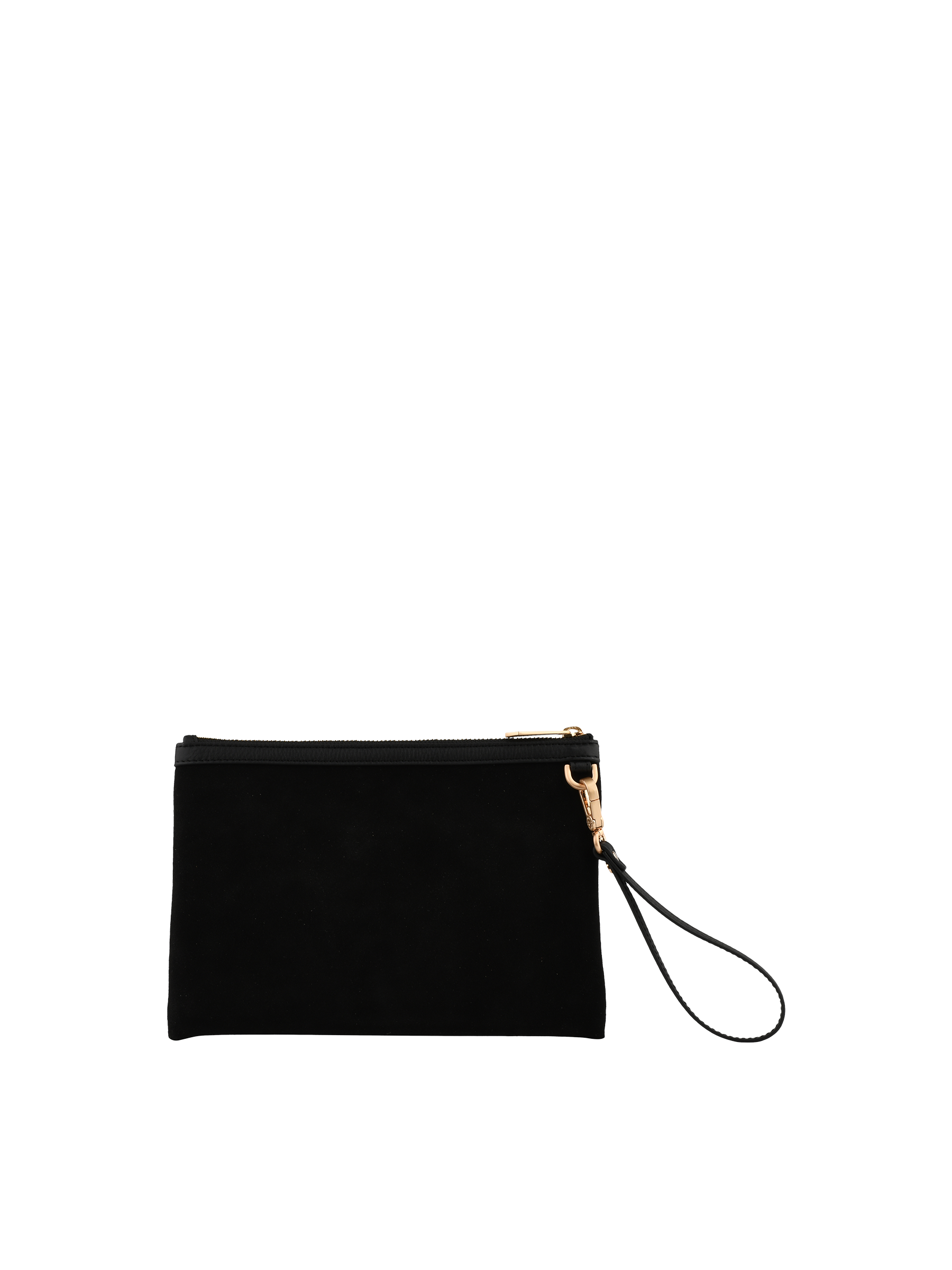 Suede cowhide leather clutch POURCHET Black