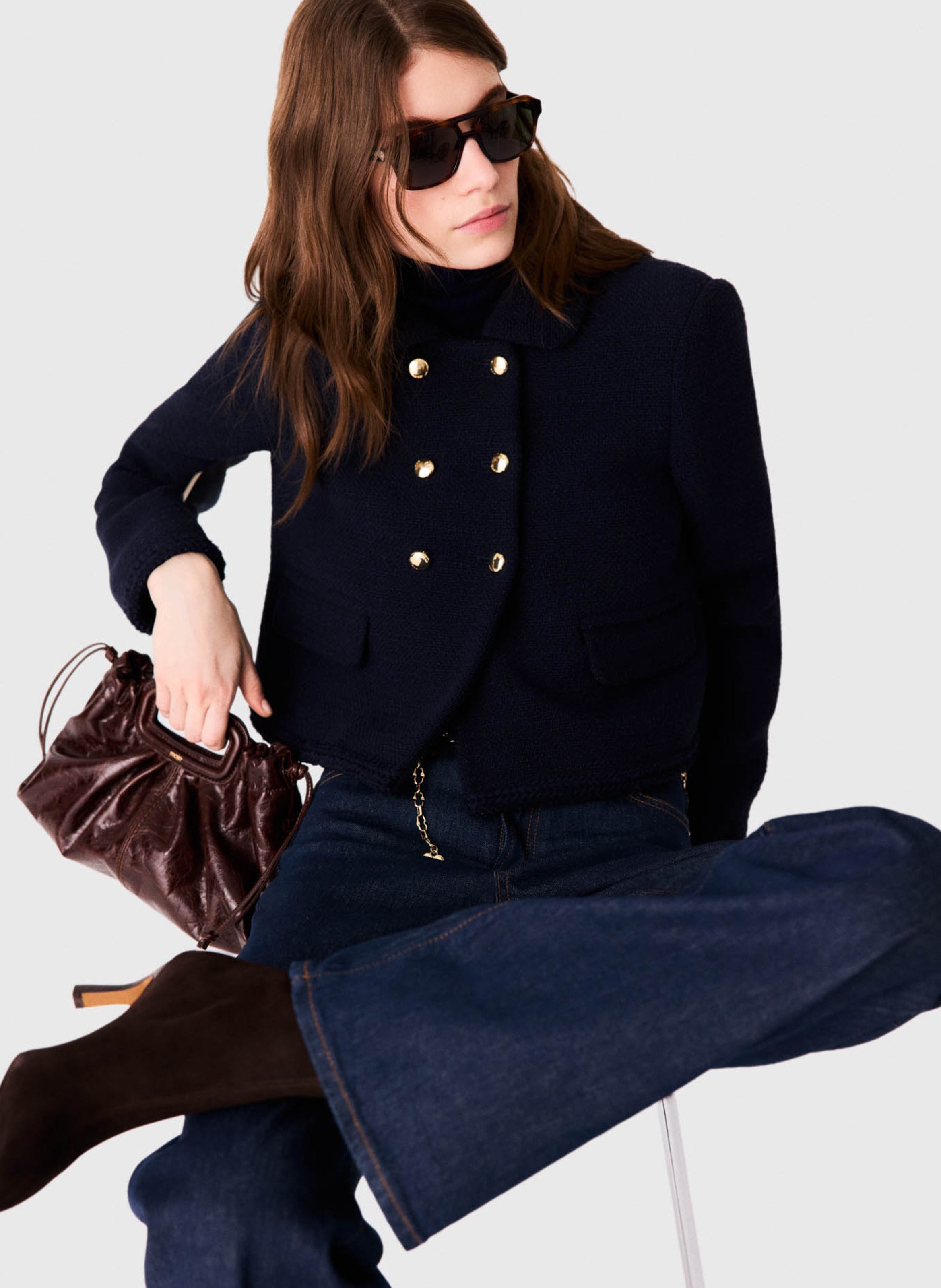 Fitted jacket with classic collar MAJE Blue