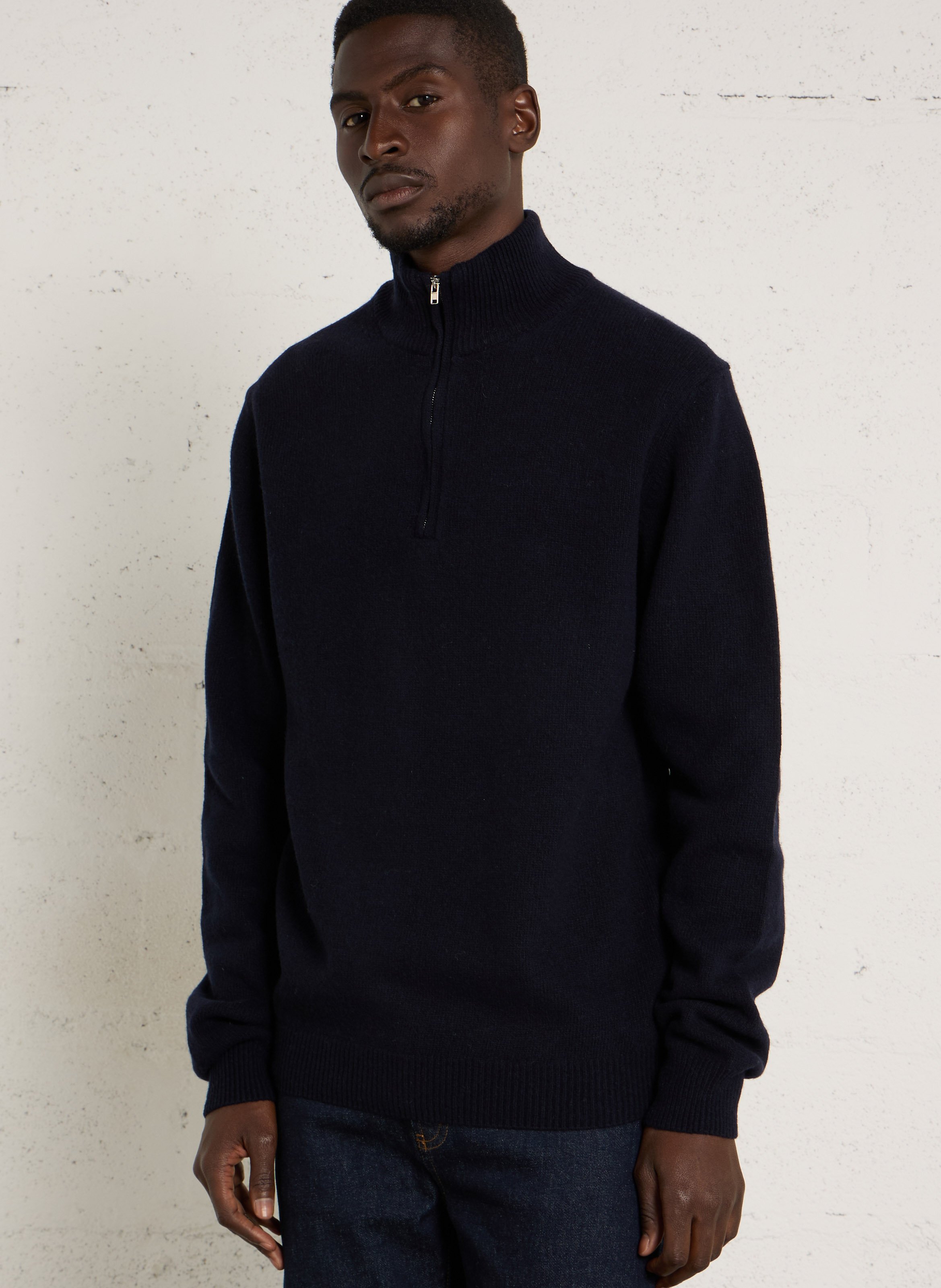 Straight wool-blend high-neck sweater CASUAL FRIDAY Blue