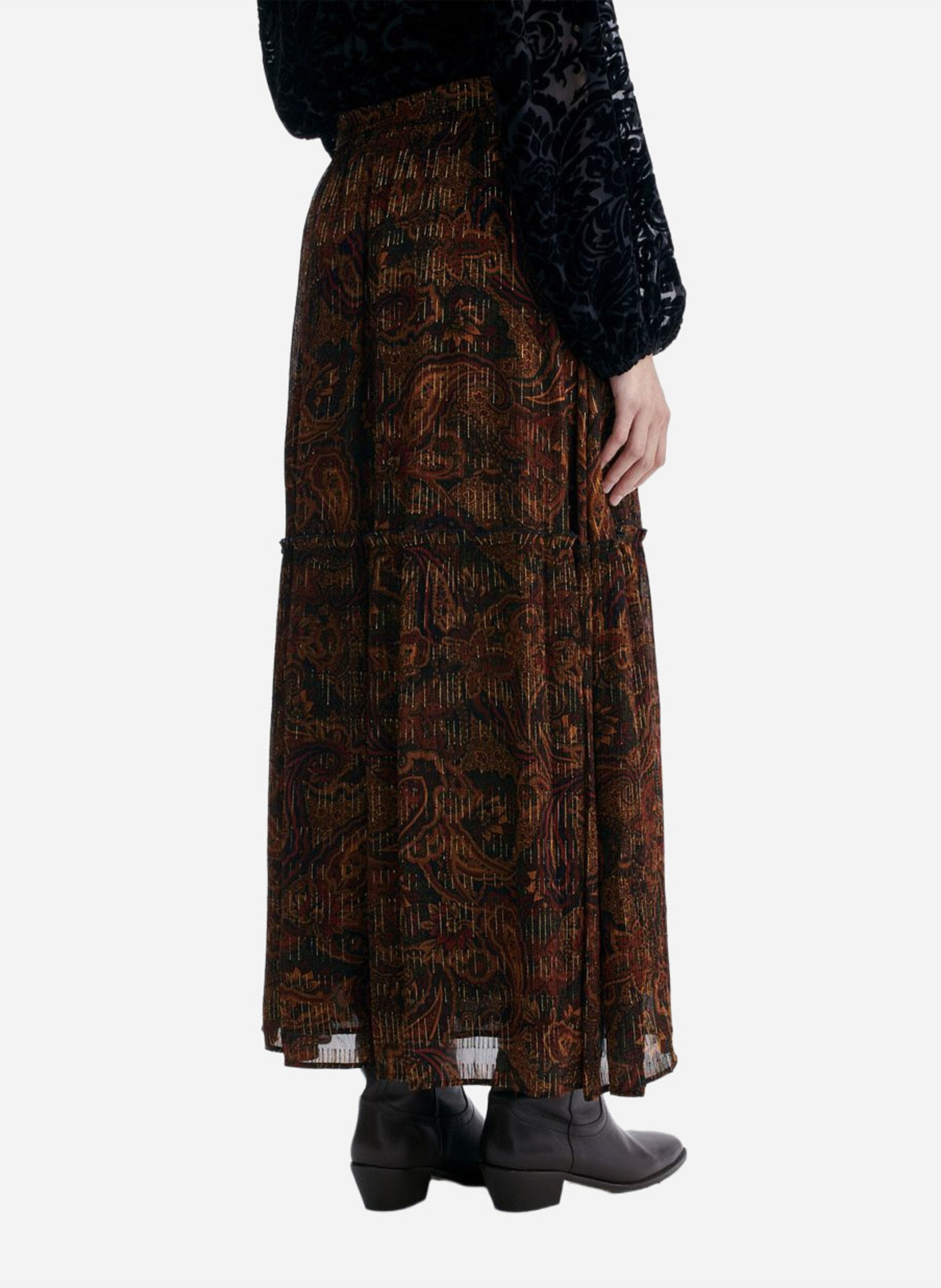 Printed high-waisted flared skirt VANESSA BRUNO Brown