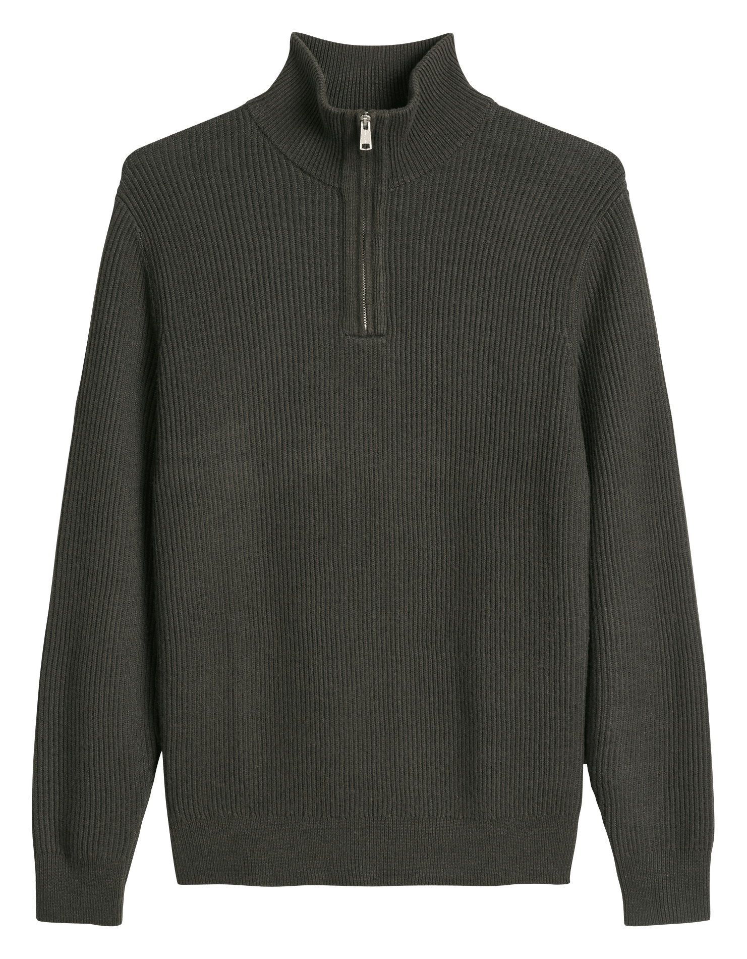 Cotton-blend zip-neck sweater MARC O'POLO Brown
