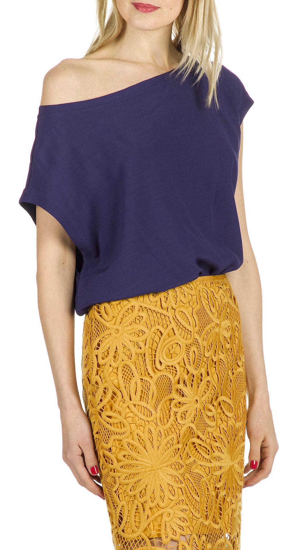 Loose-fit top with cut-out back Blue