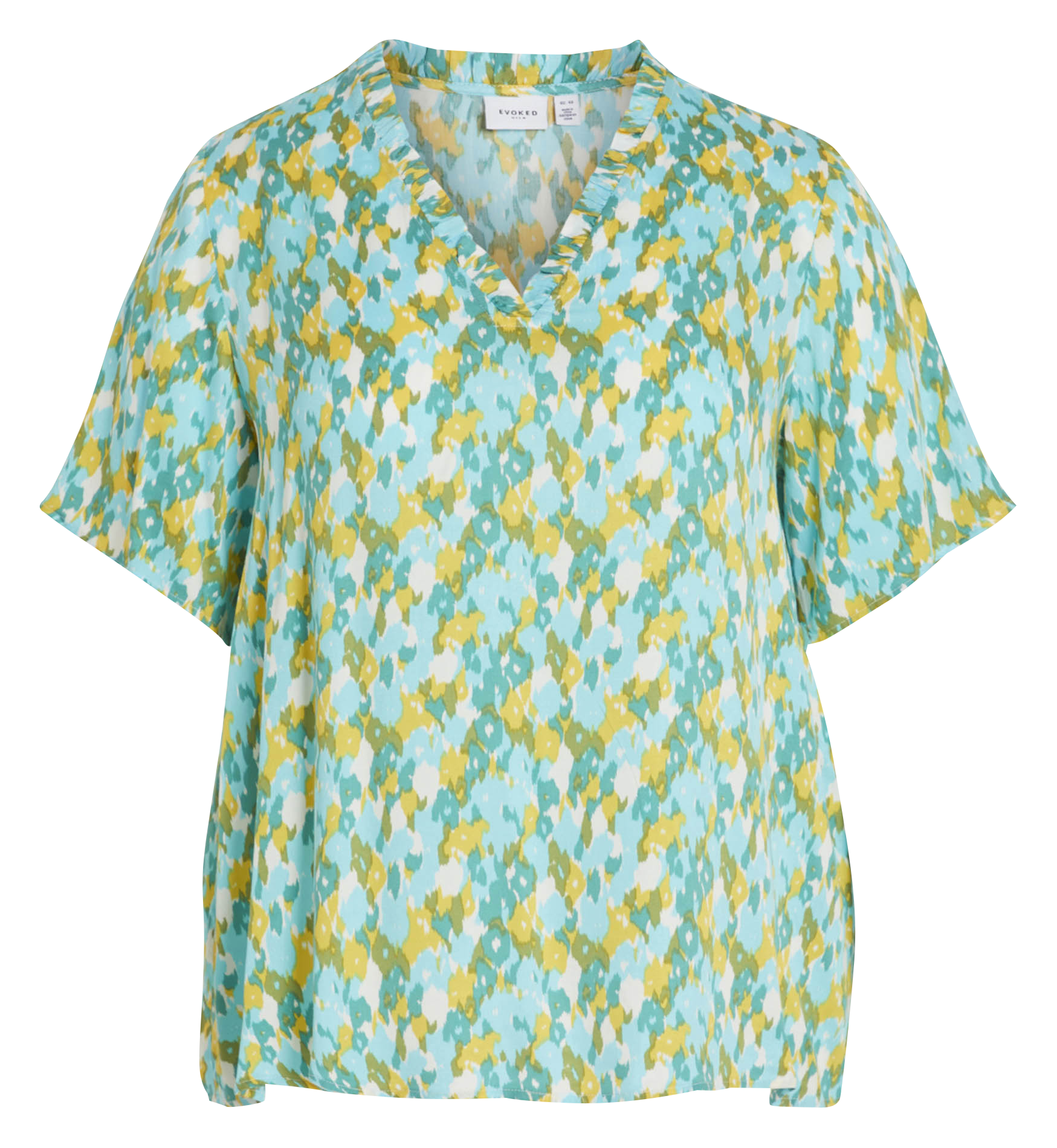 Top col V imprimé  EVOKED Blanc