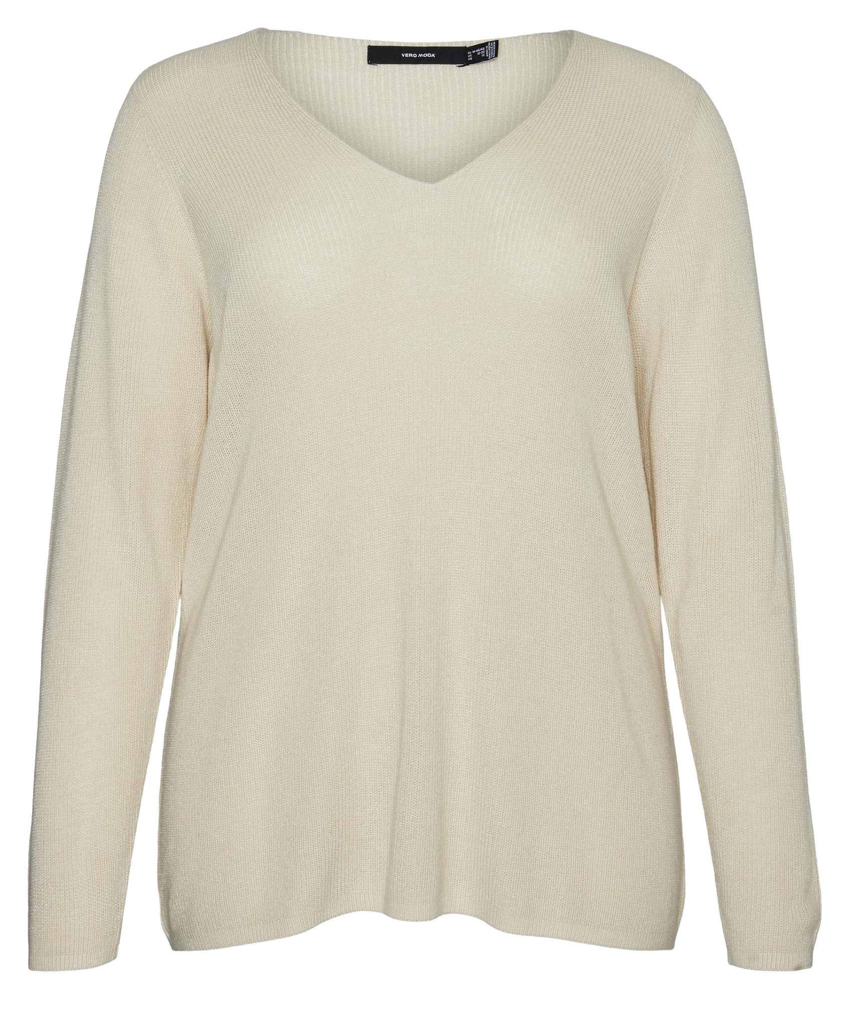 Straight V-neck sweater VERO MODA CURVE Beige