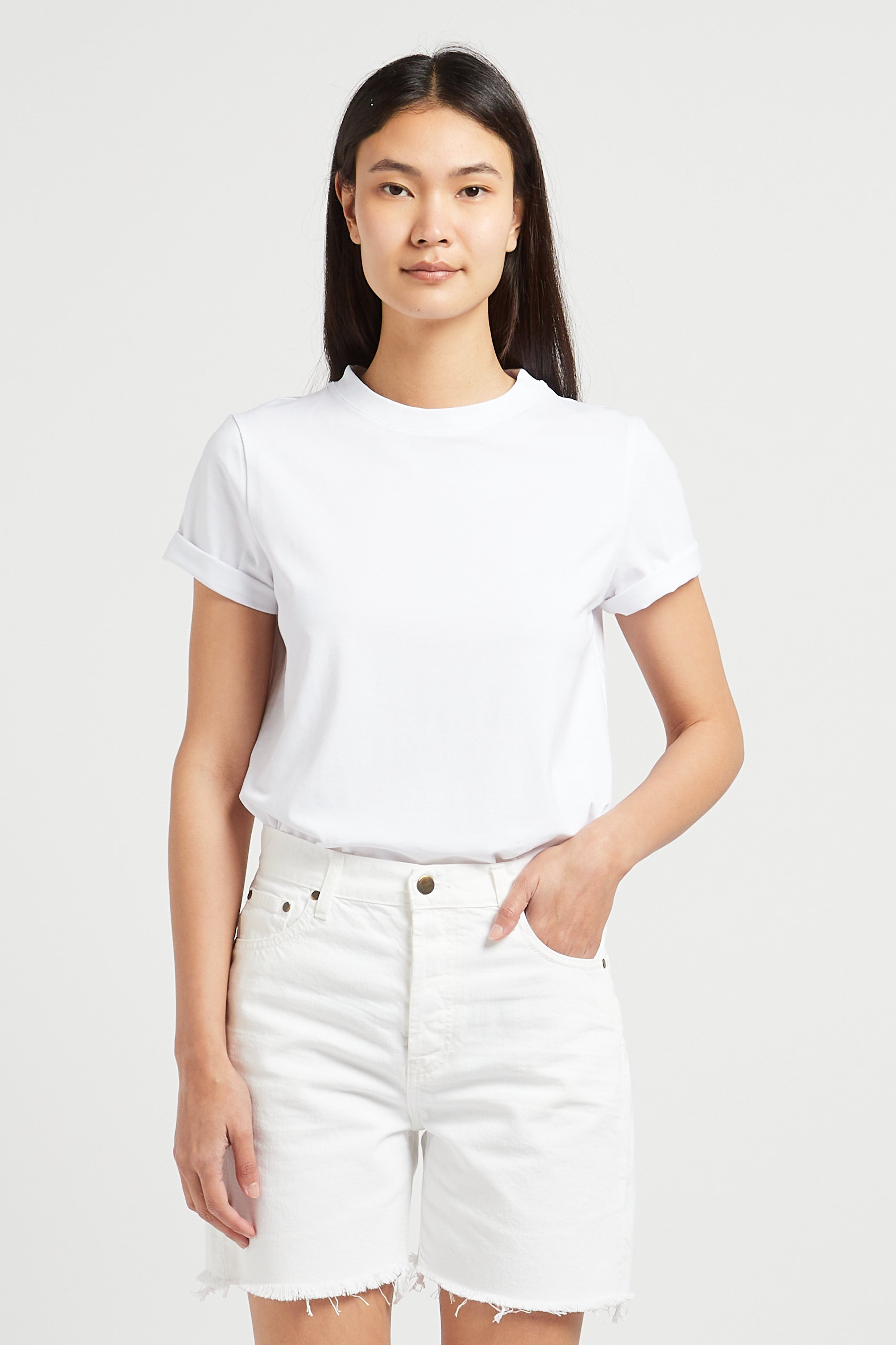 Gerade geschnittenes Rundhals-T-Shirt aus Baumwoll-Mix MAISON 123