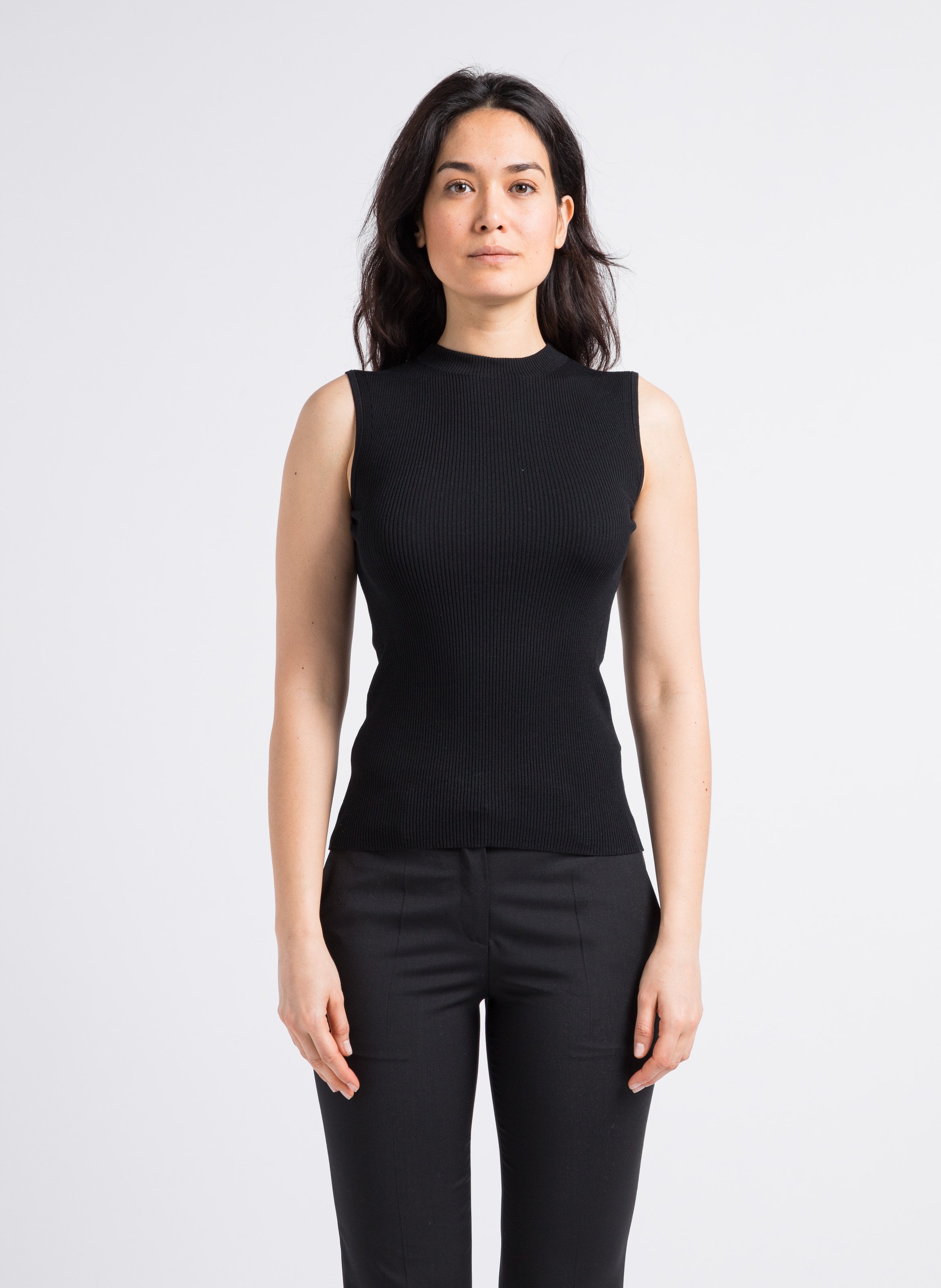 Tee-shirt côtelé sans manches à bords-côtes BOSS