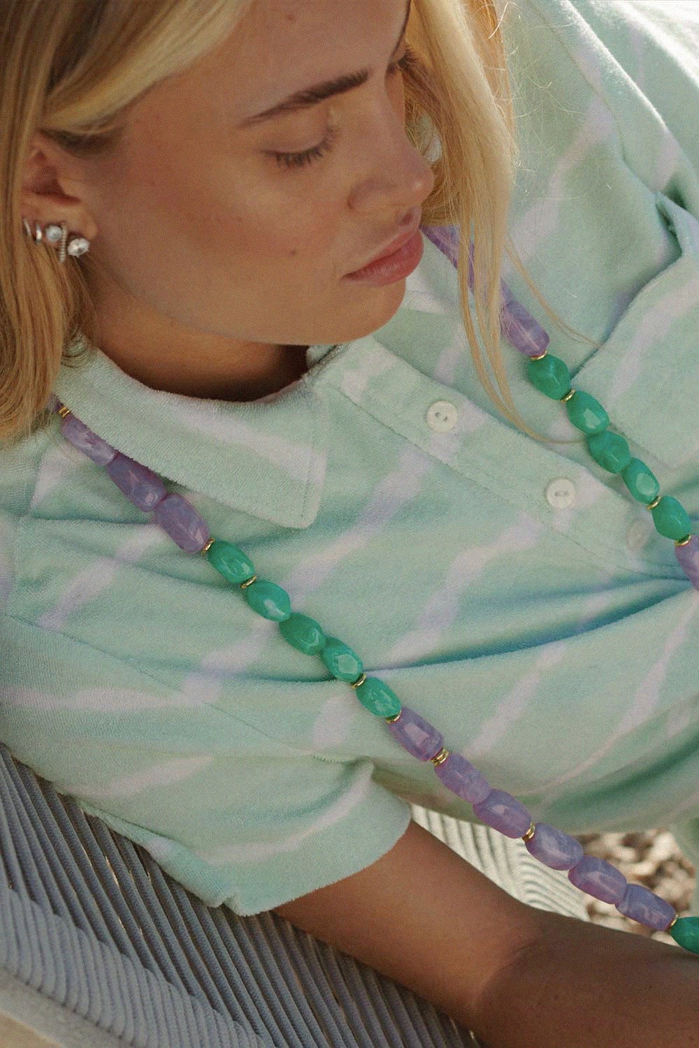 Beaded phone chain LA COQUE FRANCAISE Purple