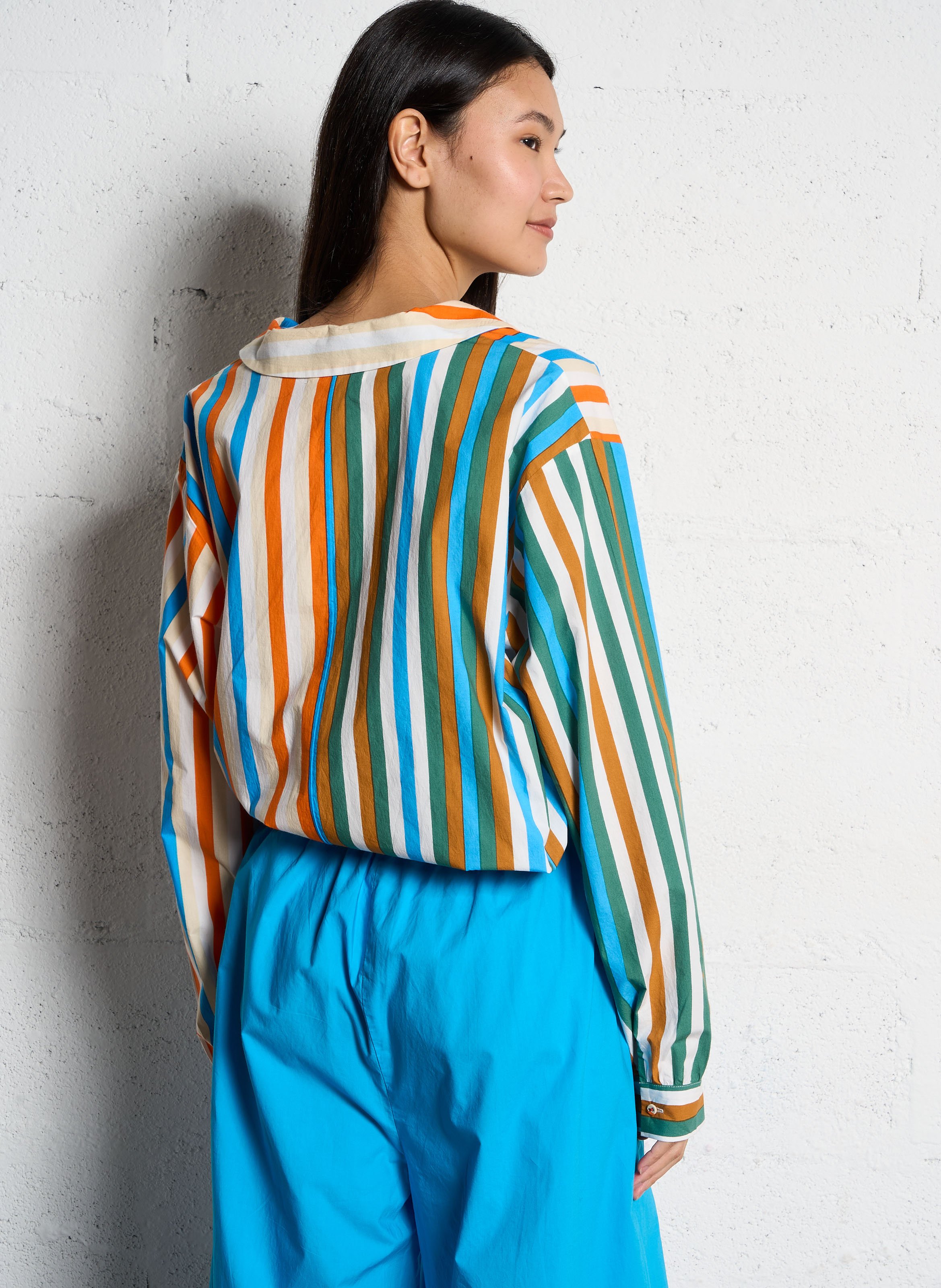 Carry Stripes striped shirt V DE VINSTER Brown