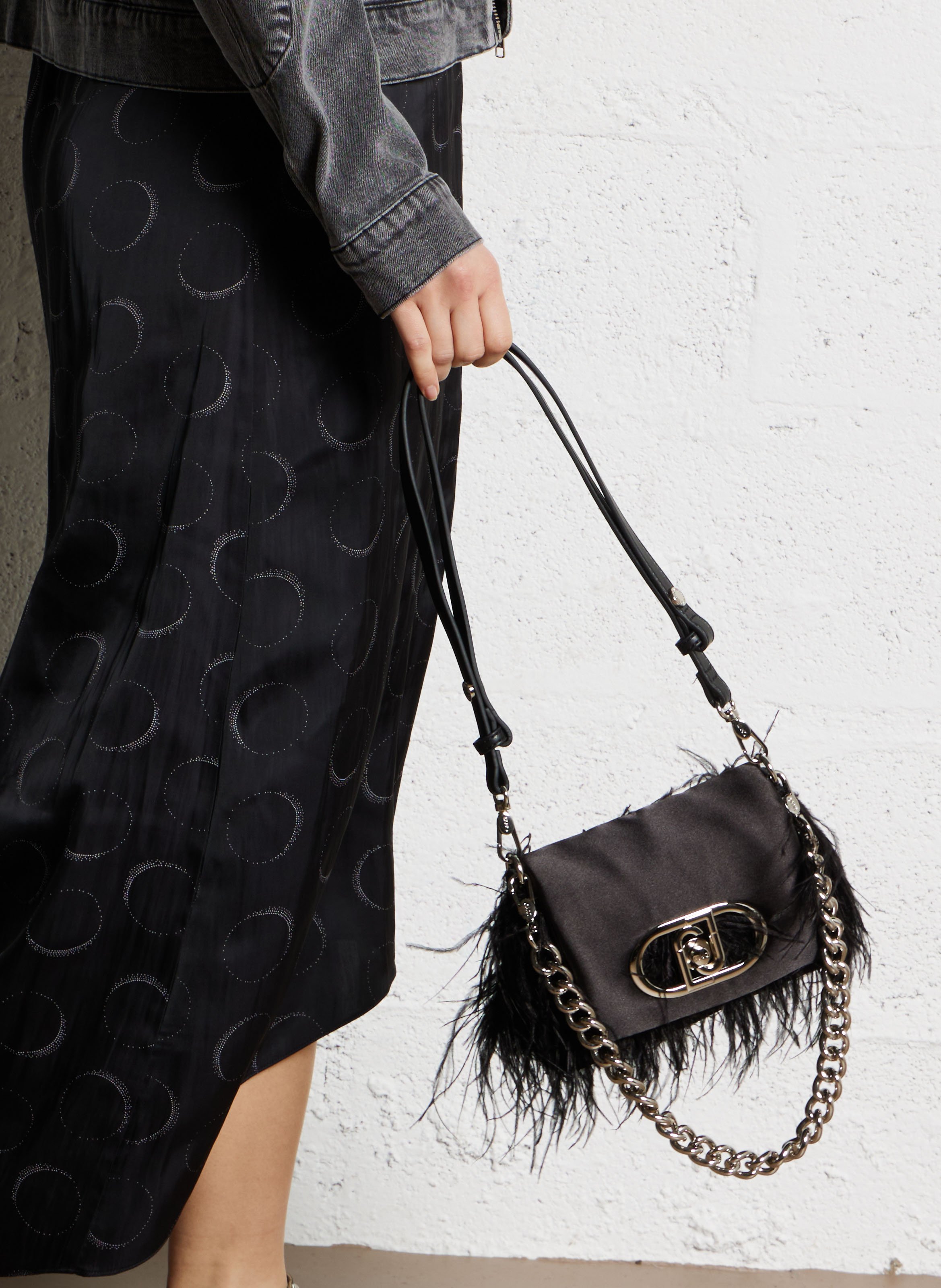 Sac porté épaule avec plume  LIU JO Noir