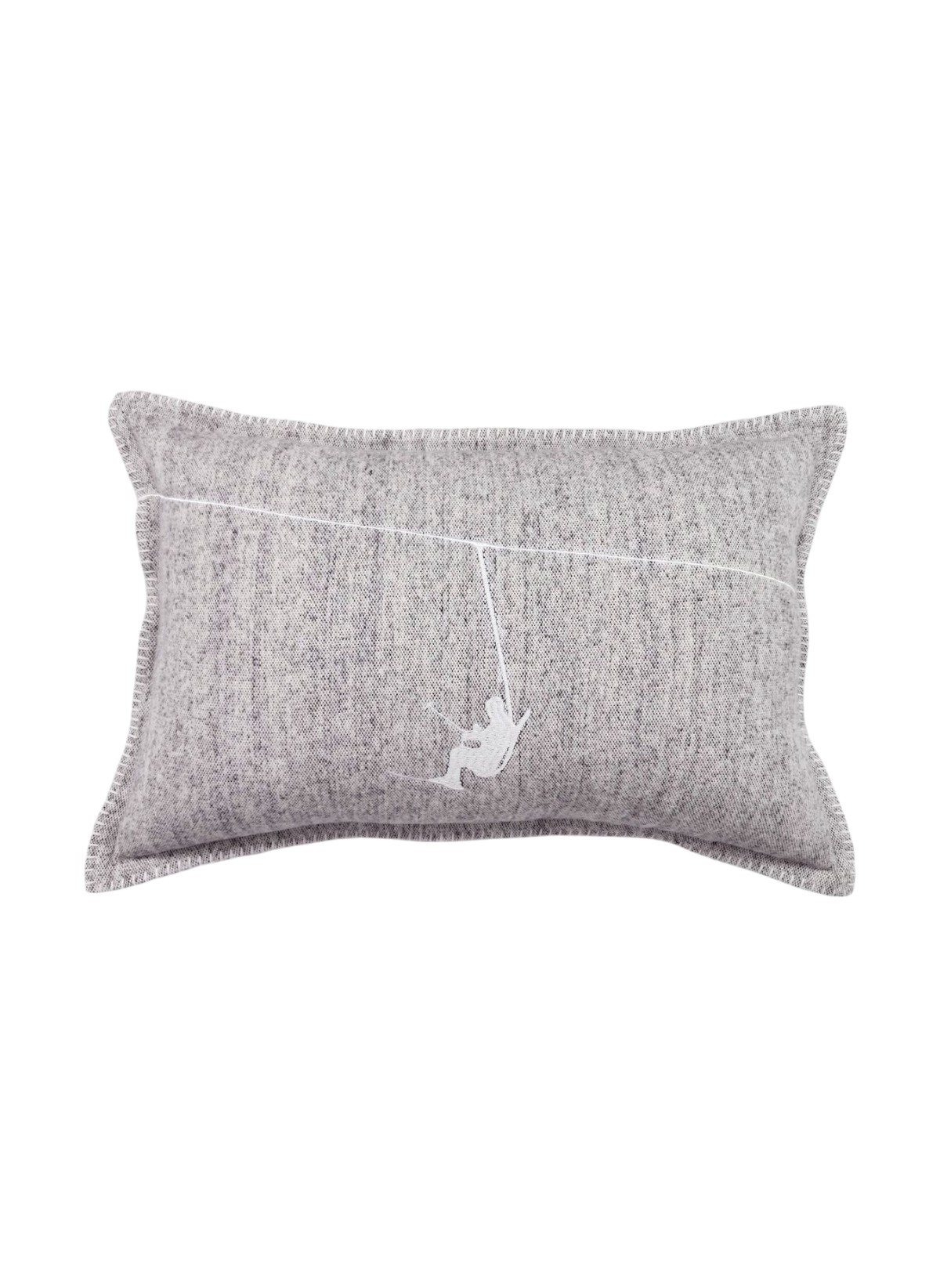 Rectangular embroidered cotton flannel cushion TODAY LINGE DE MAISON Grey