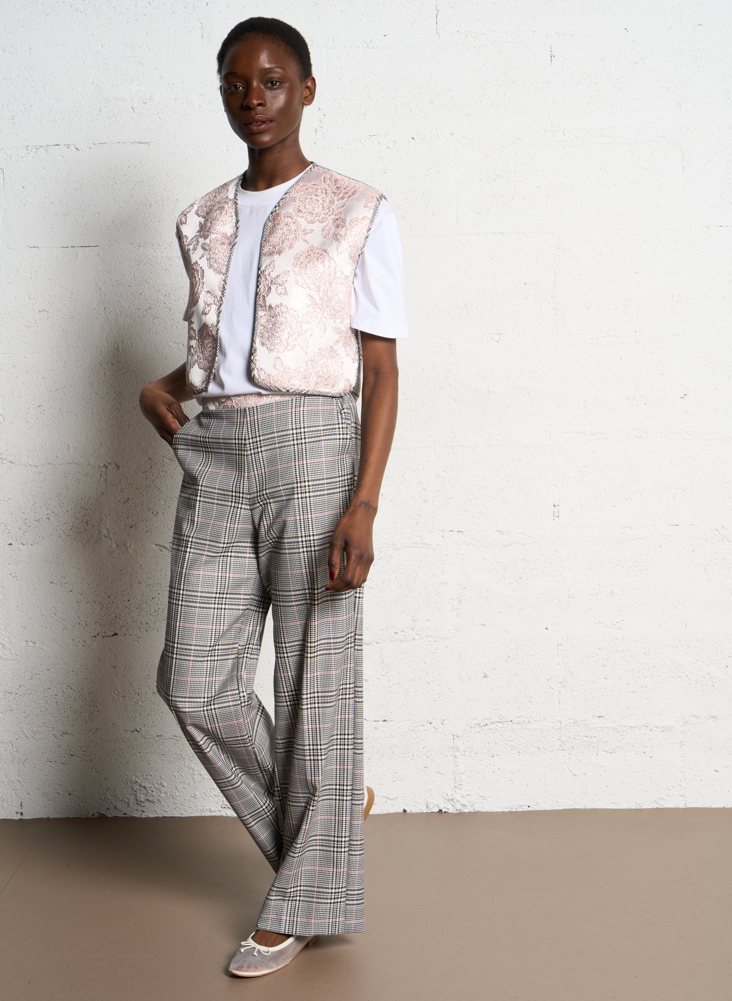 Straight pants with pattern and panel IMPERIAL Multicolored