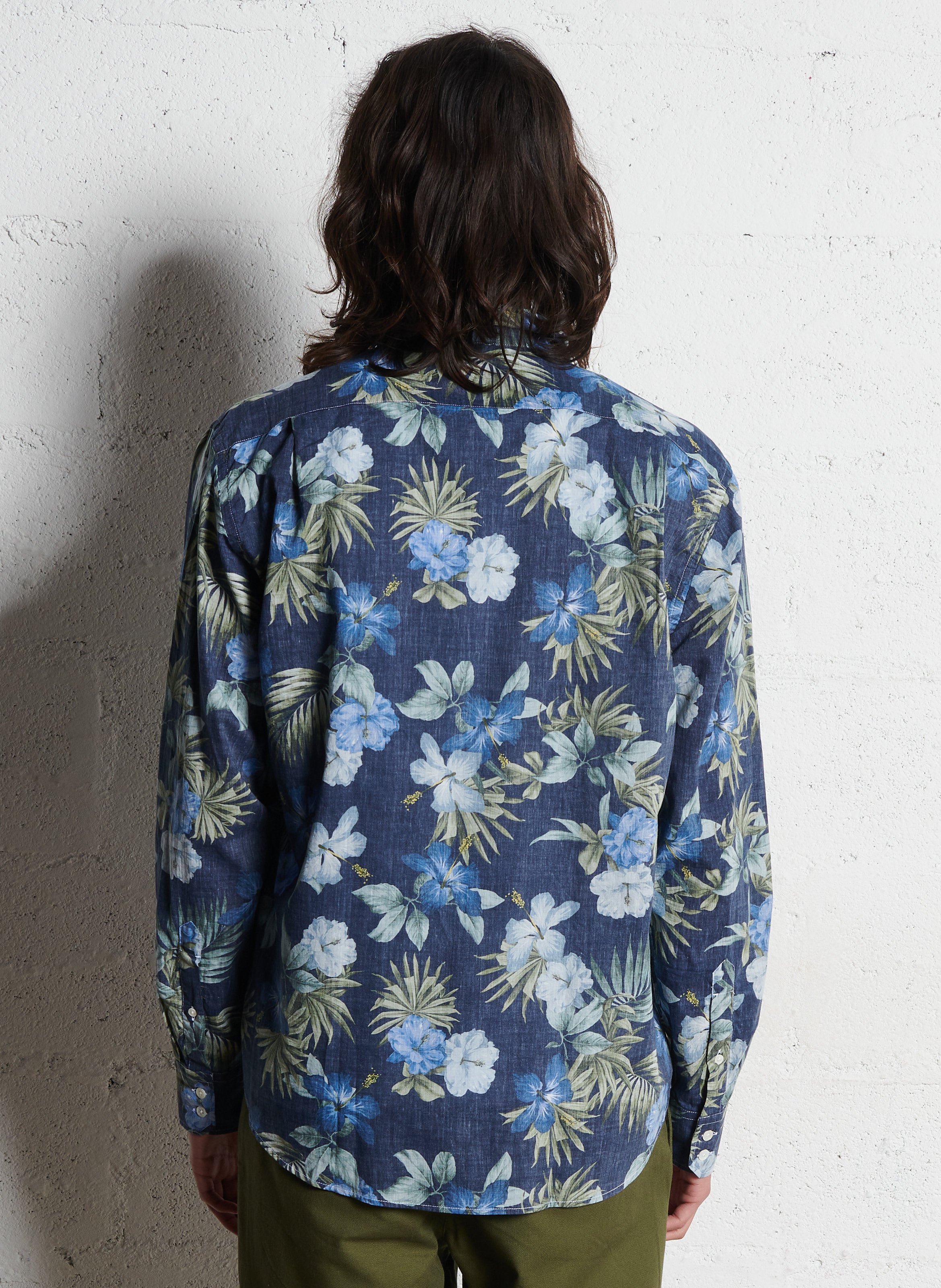 Straight printed cotton shirt HARTFORD Blue