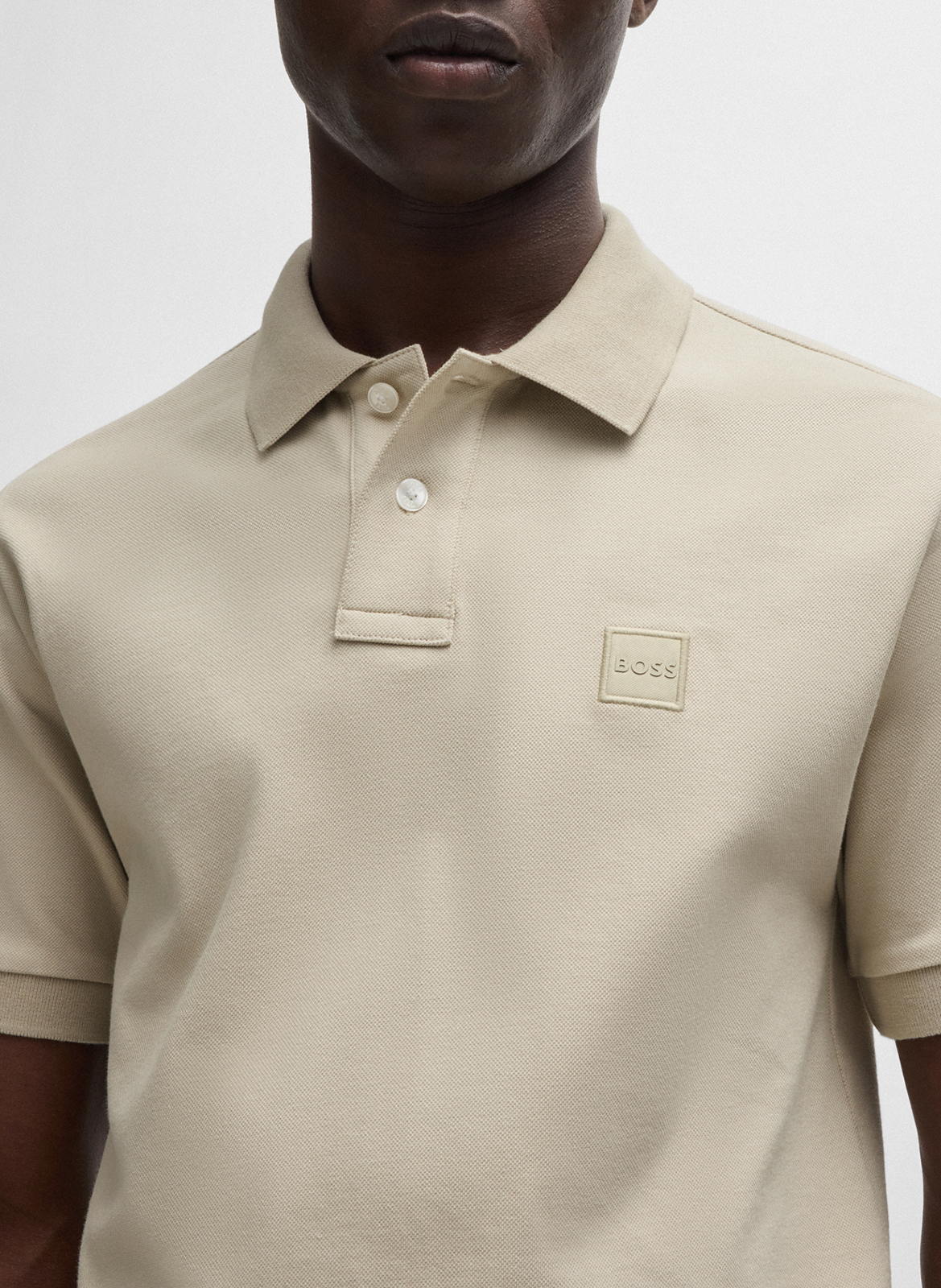 Slim-fit cotton-blend polo shirt BOSS Beige