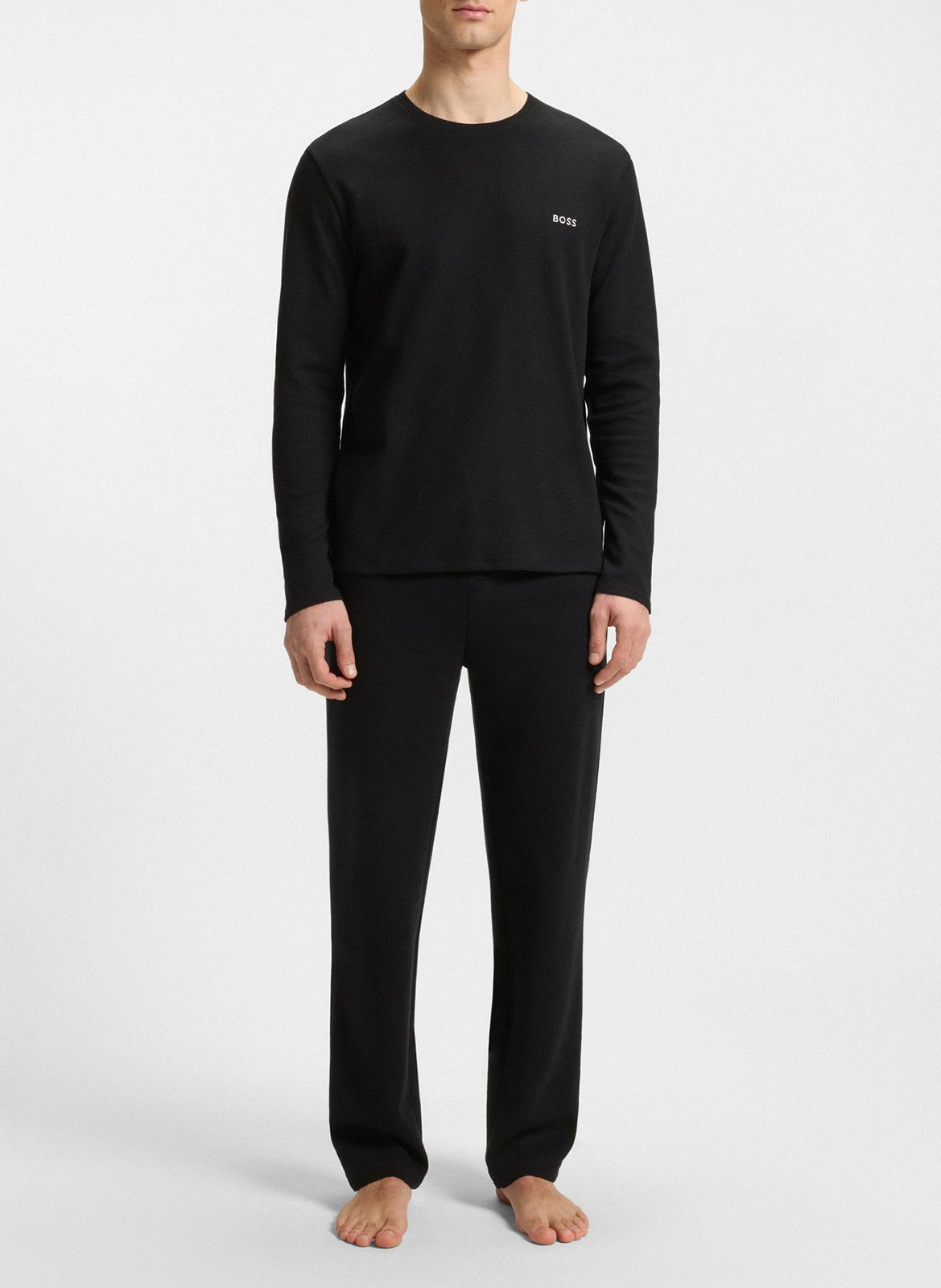 Straight long-sleeved T-shirt with logo BOSS Black