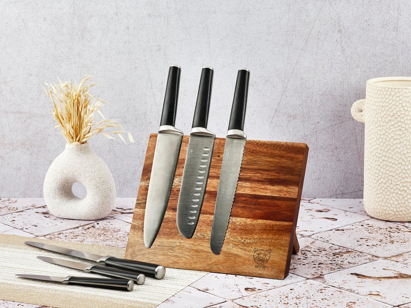 Jona Vantaa kitchen knife set - 7 pieces BJORN Black