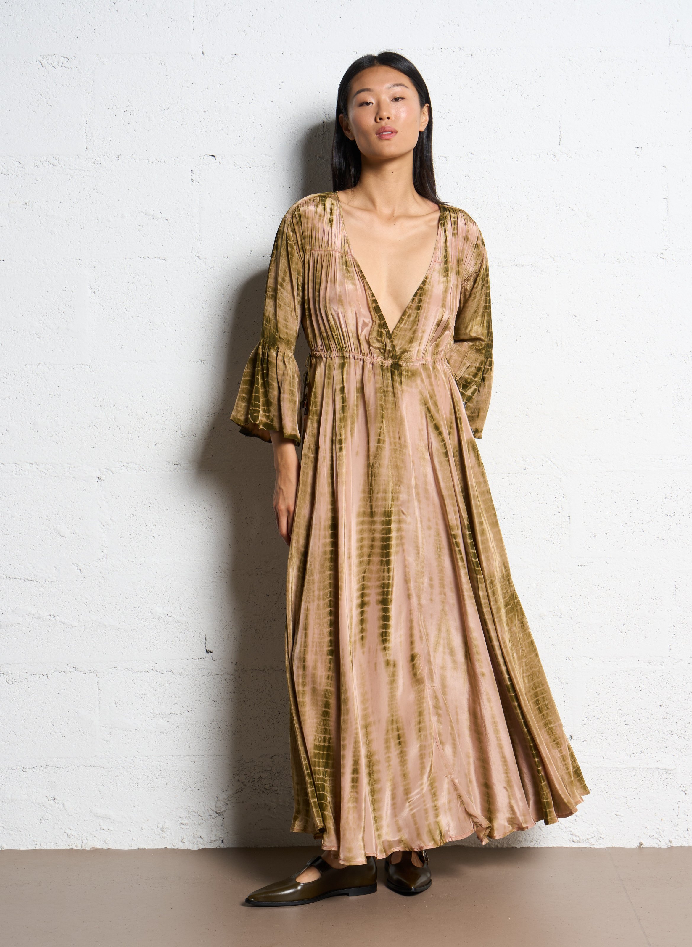 Robe longue col v imprimée MES DEMOISELLES Multicolore