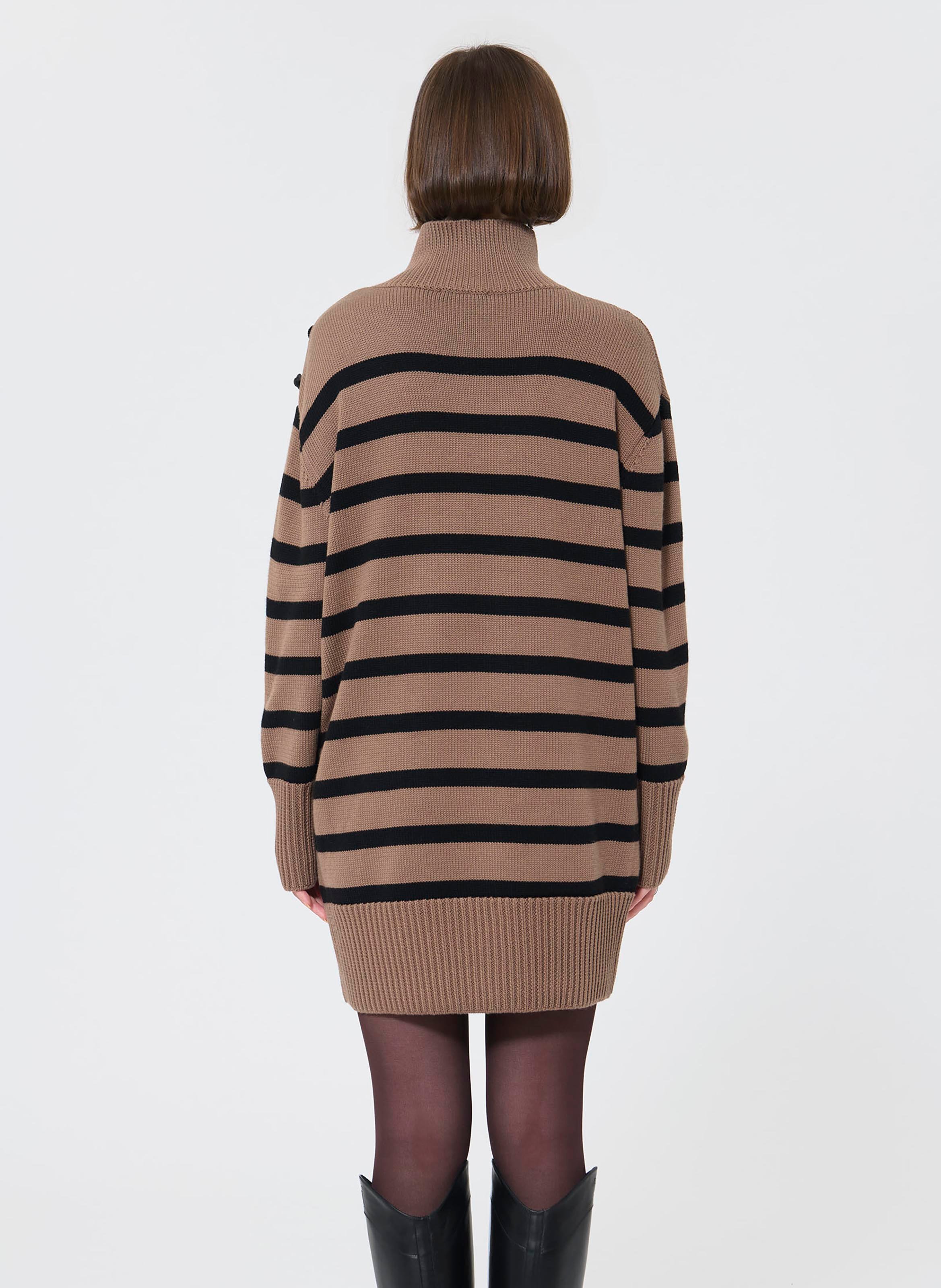 Short knit dress with high neck TARA JARMON Beige