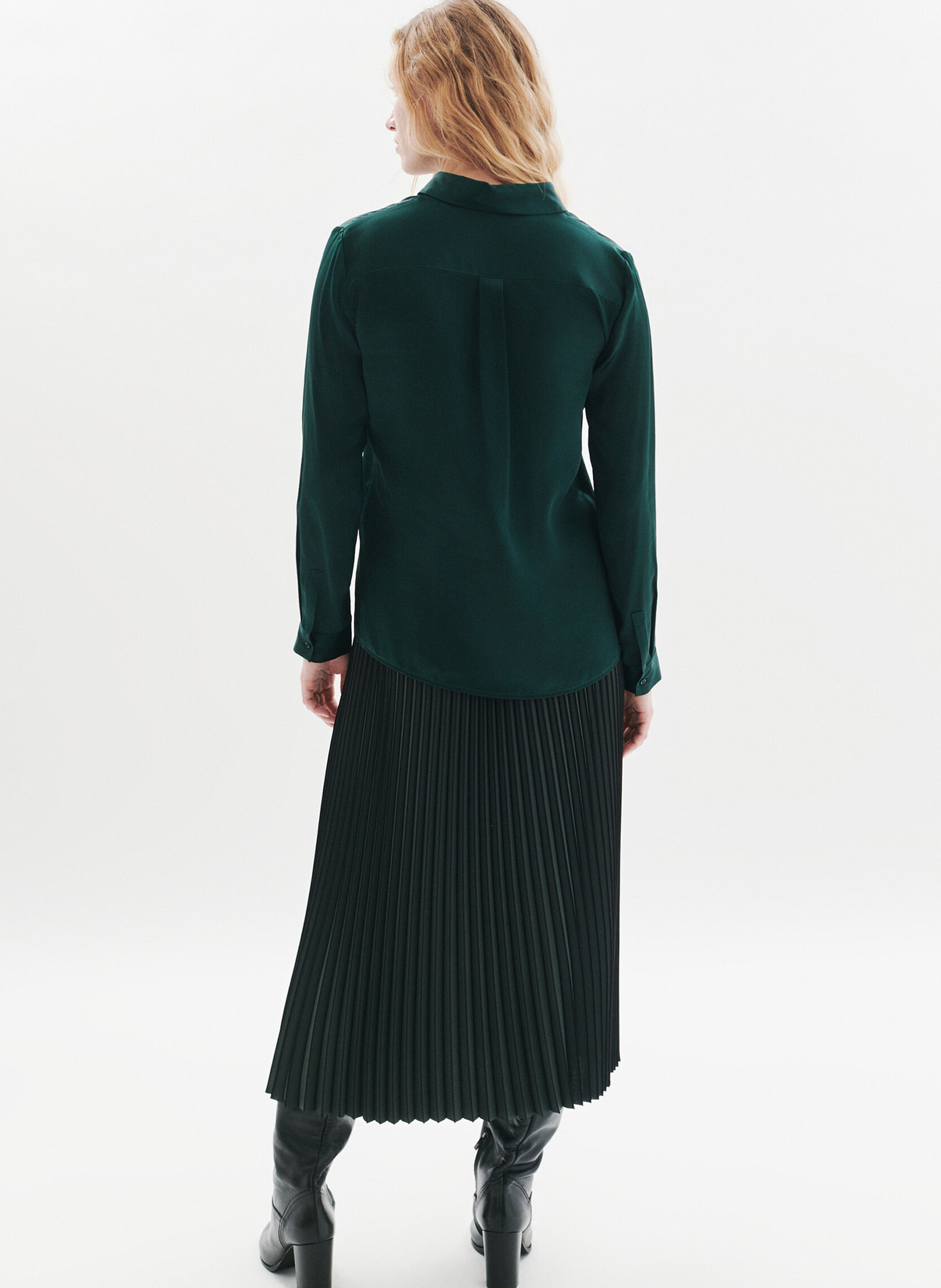 Chemise en soie col classique CAROLL Vert