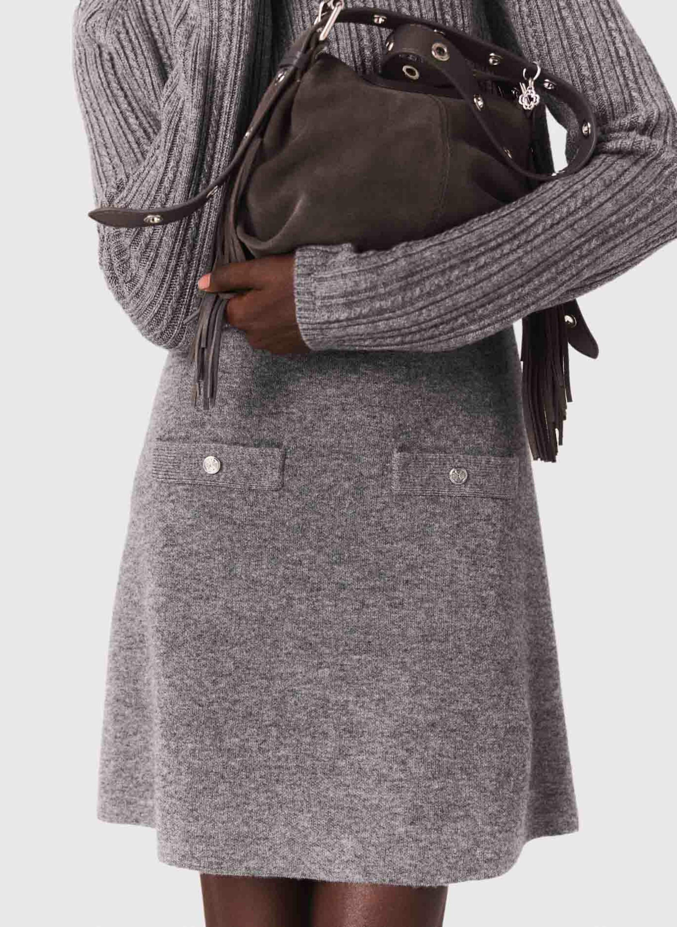 Robe courte col rond MAJE Gris